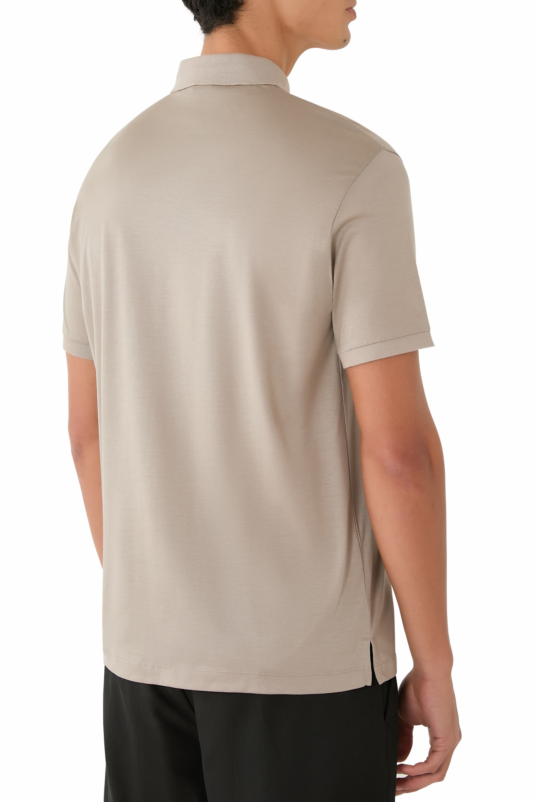 Embossed EA Logo Embroidery Lyocell-Blend Jersey Polo Shirt