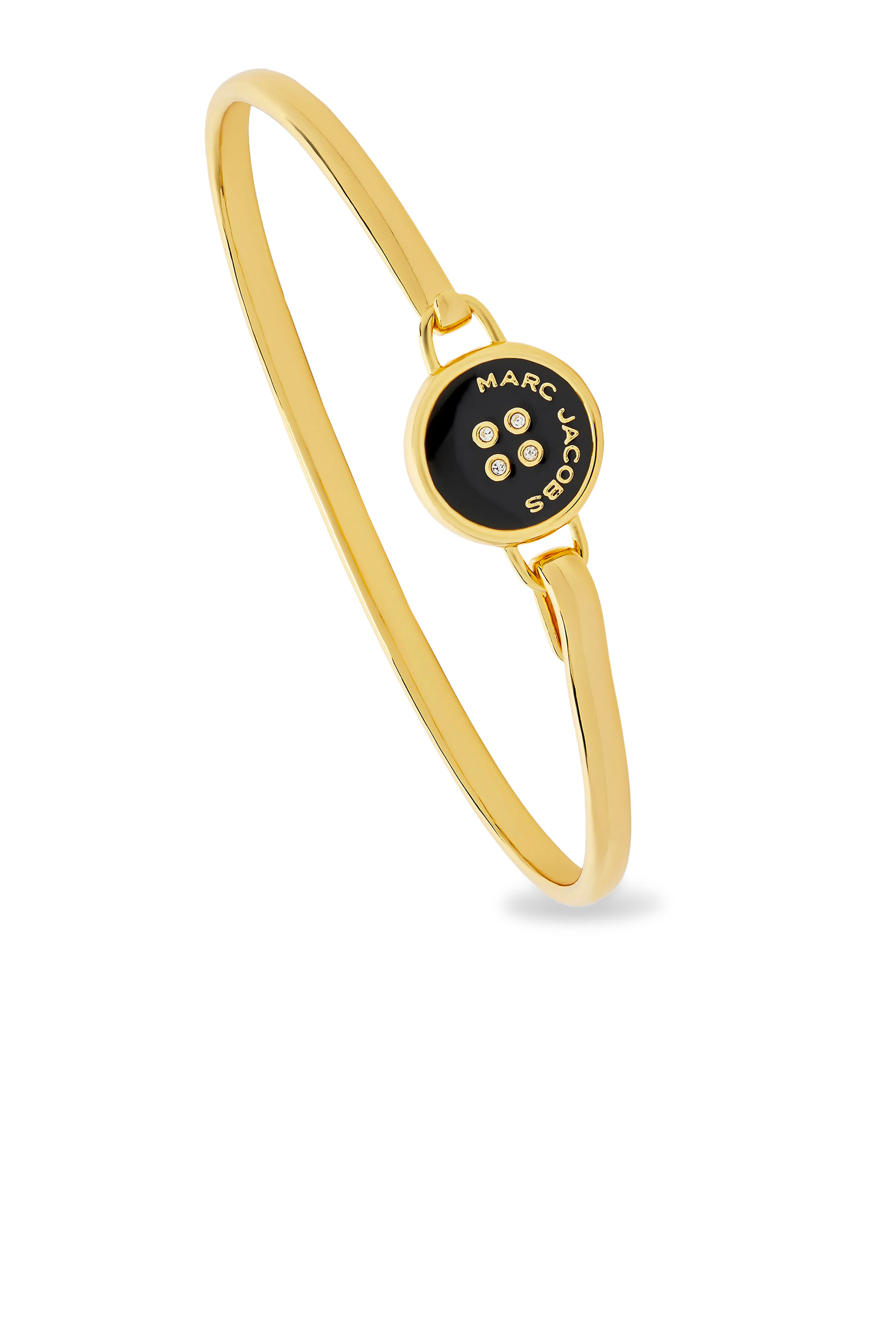 The Button Hinge Bracelet, Gold-Plated Brass with Enamel & Glass Stones