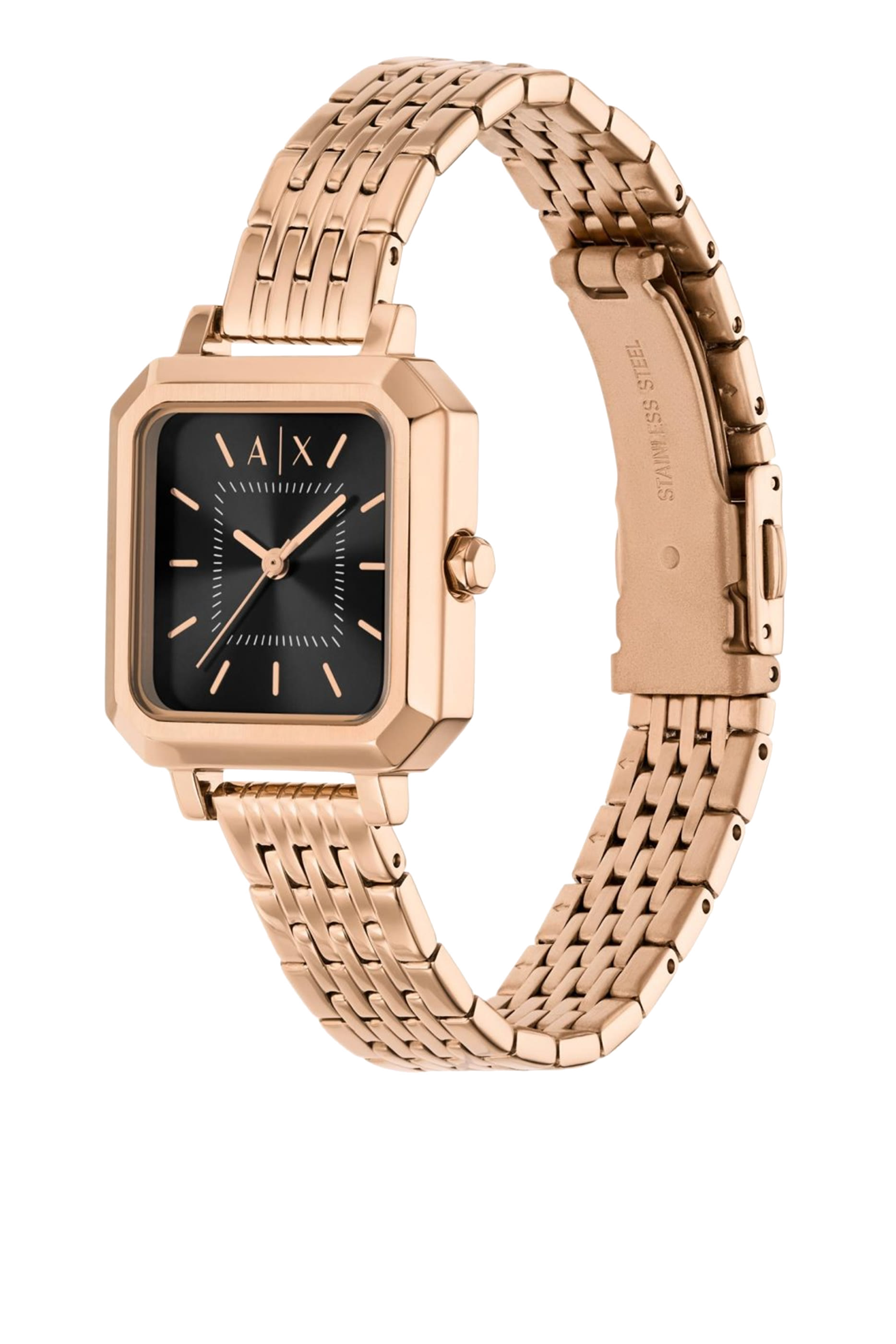 Three-Hand Rose Gold-Tone Stainless Steel Watch