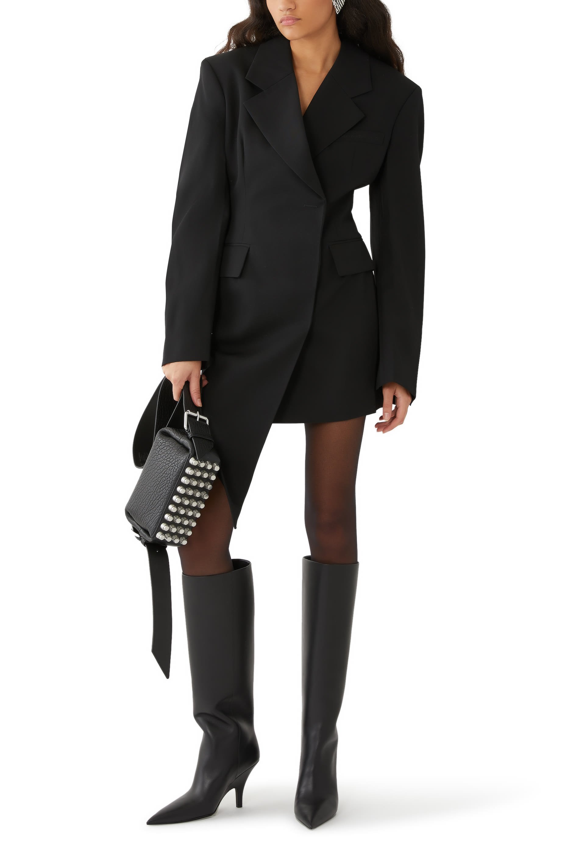 Asymmetric Blazer Wool Twill Minidress