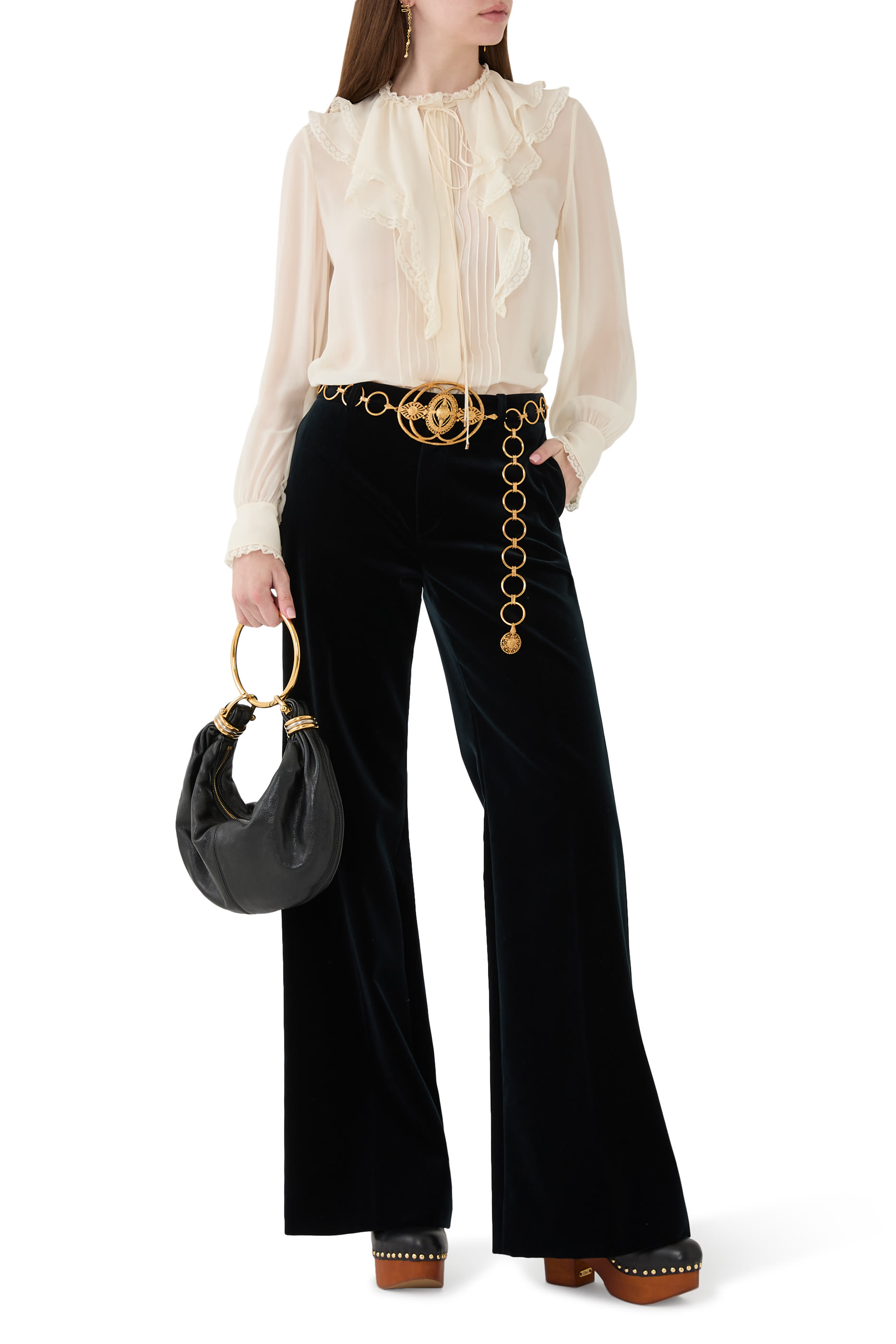 Ruffled Blouse in Silk Georgette