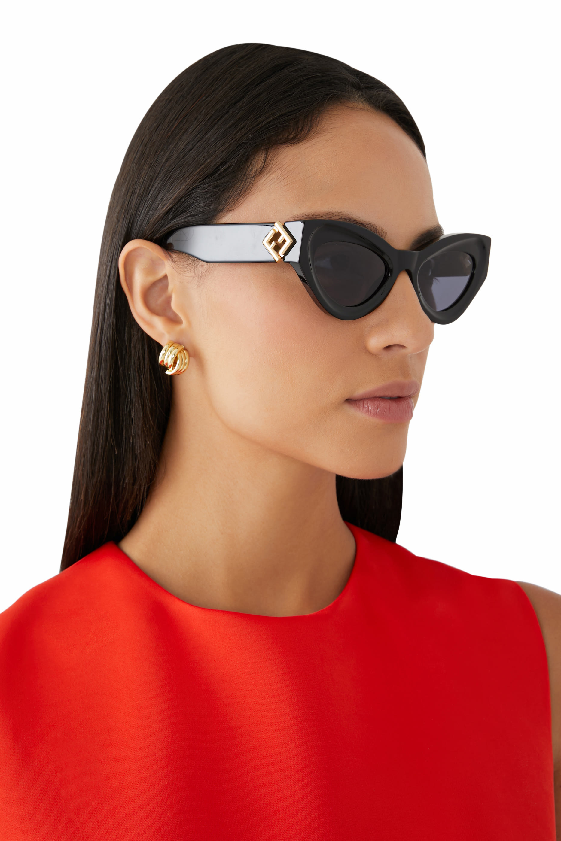FF Diamonds Black Cat Eye Sunglasses