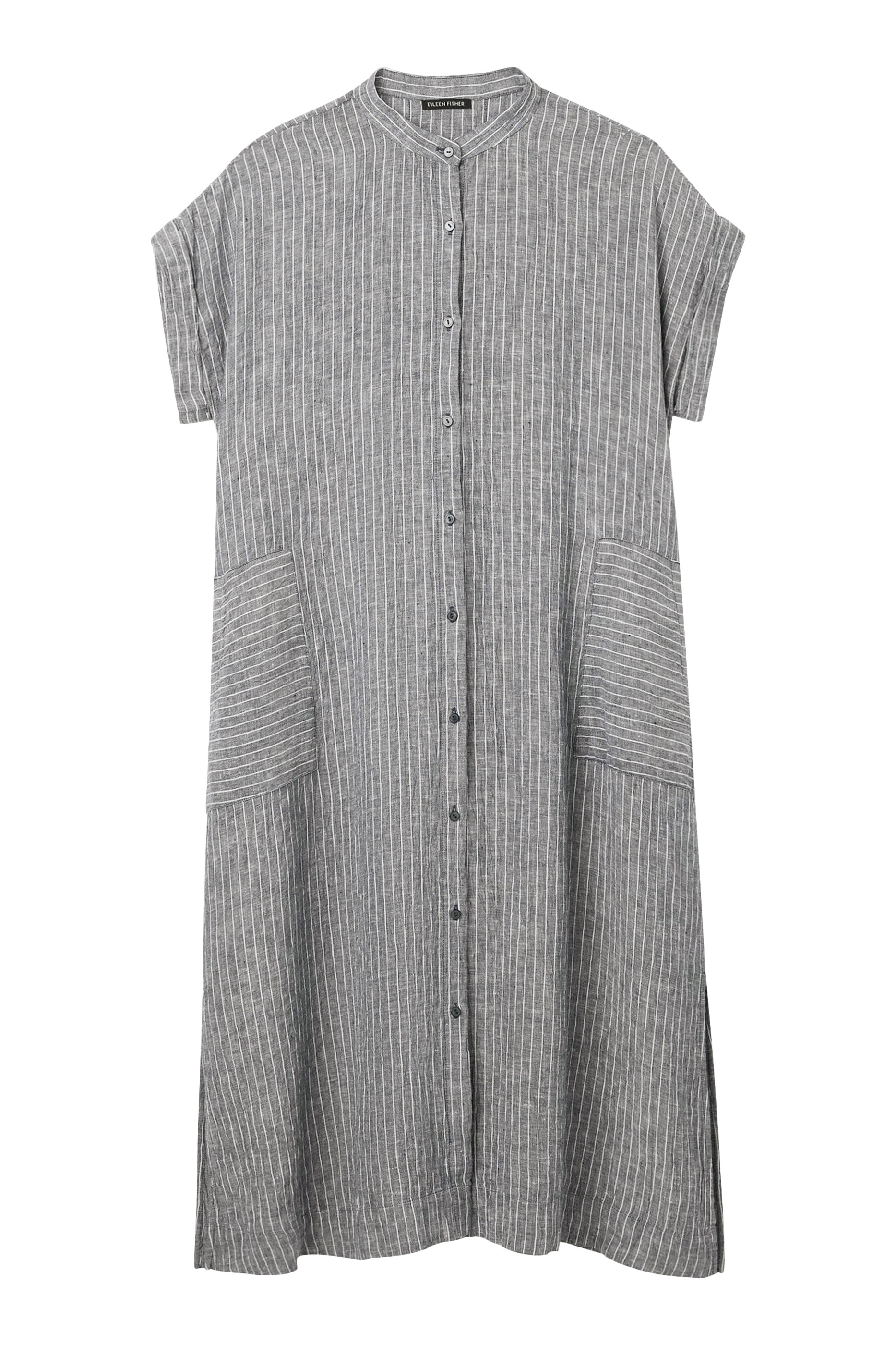 Puckered Organic Linen Shirtdress