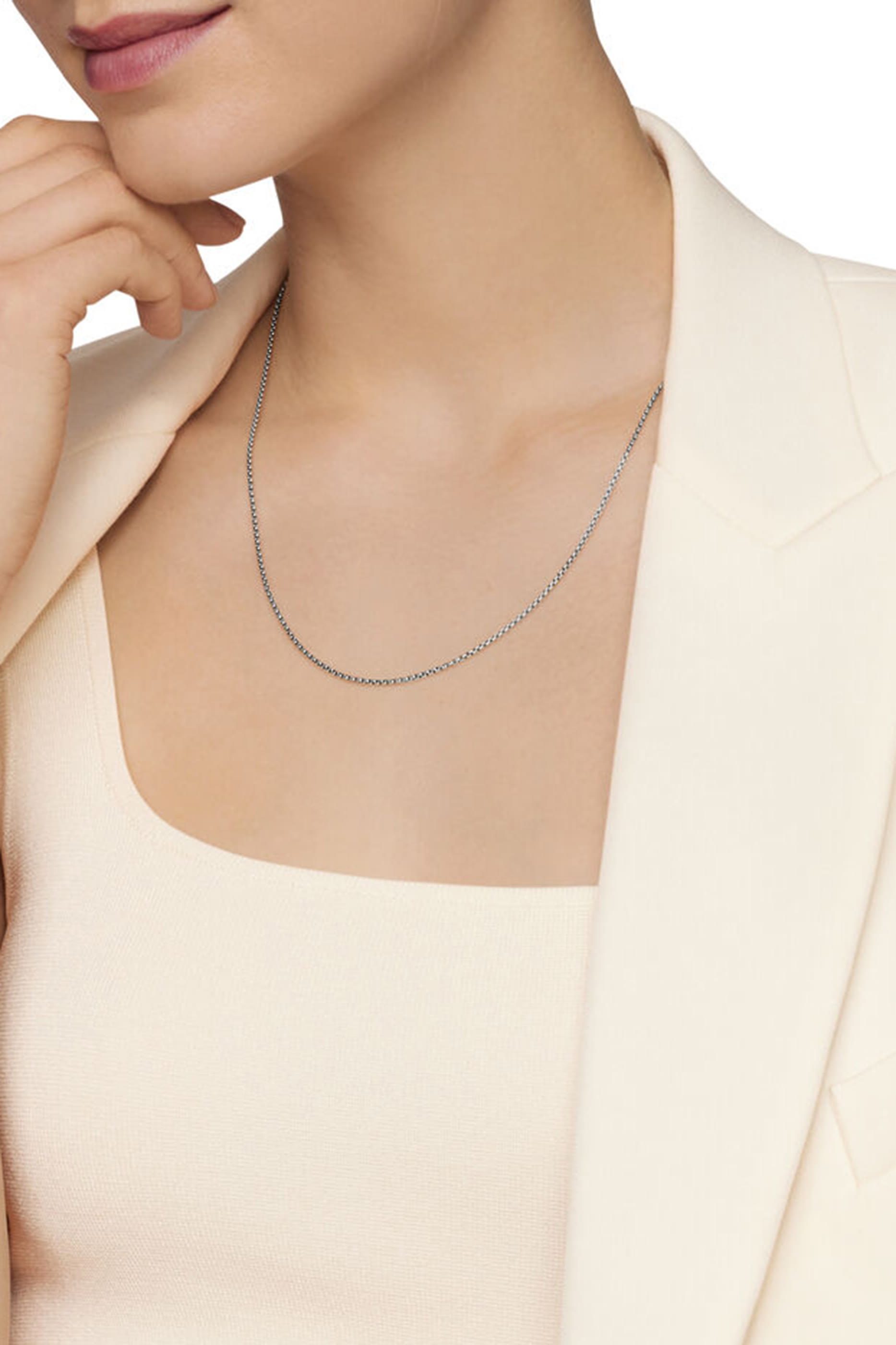 Box Chain Necklace, Sterling Silver & 18k White Gold