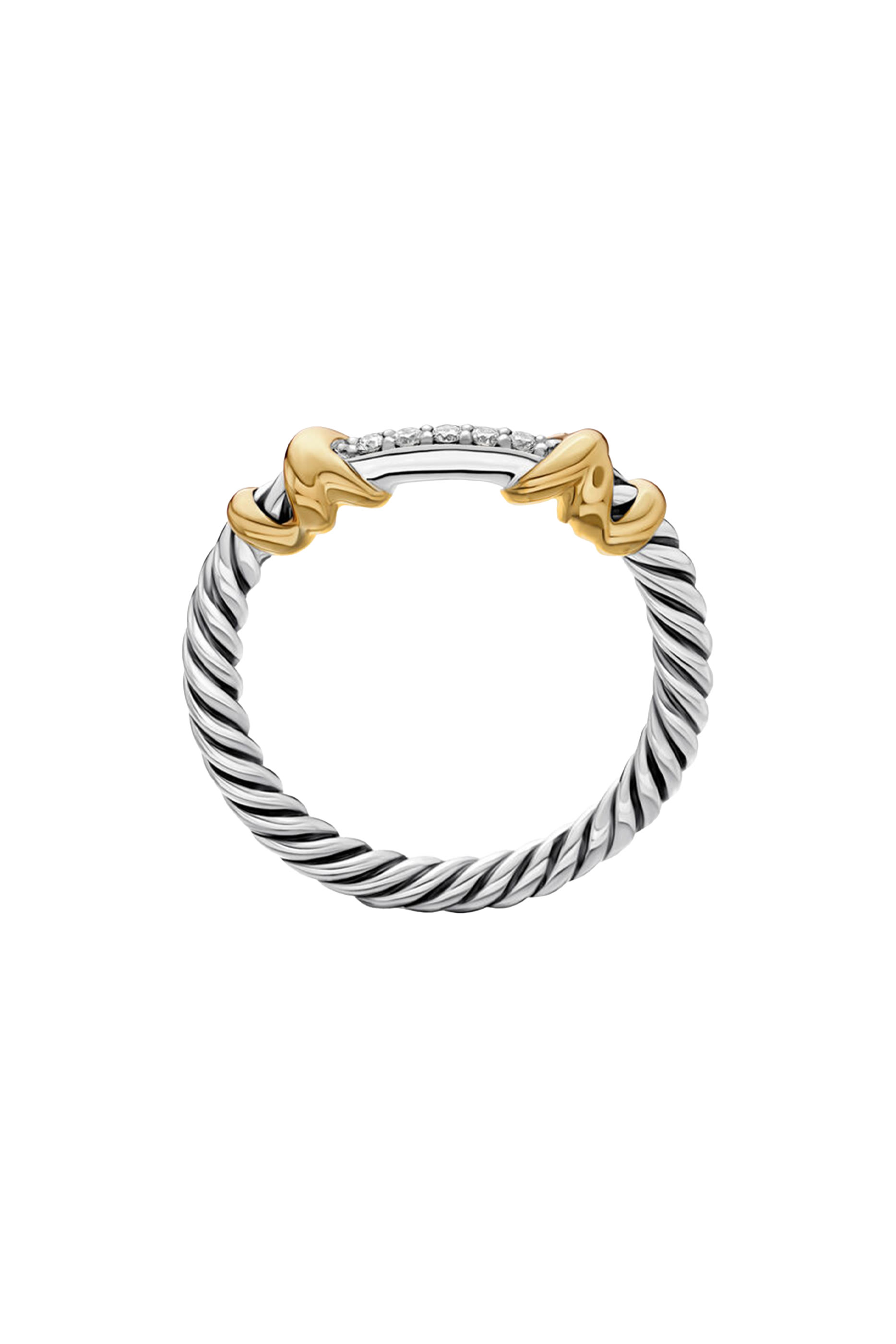 Petite Helena Wrap Band, Sterling Silver with 18K Yellow Gold and Diamonds