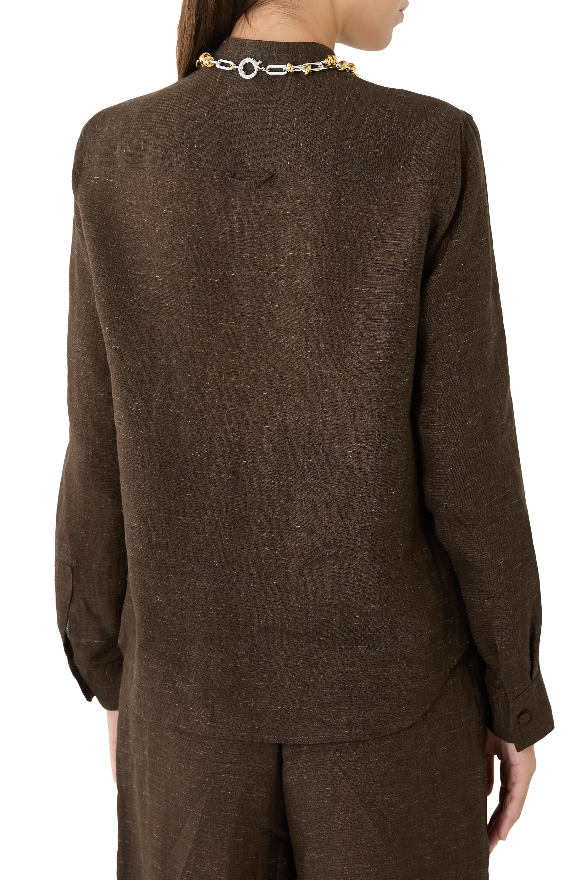  Icon Linen Chambray Shirt with Plastron