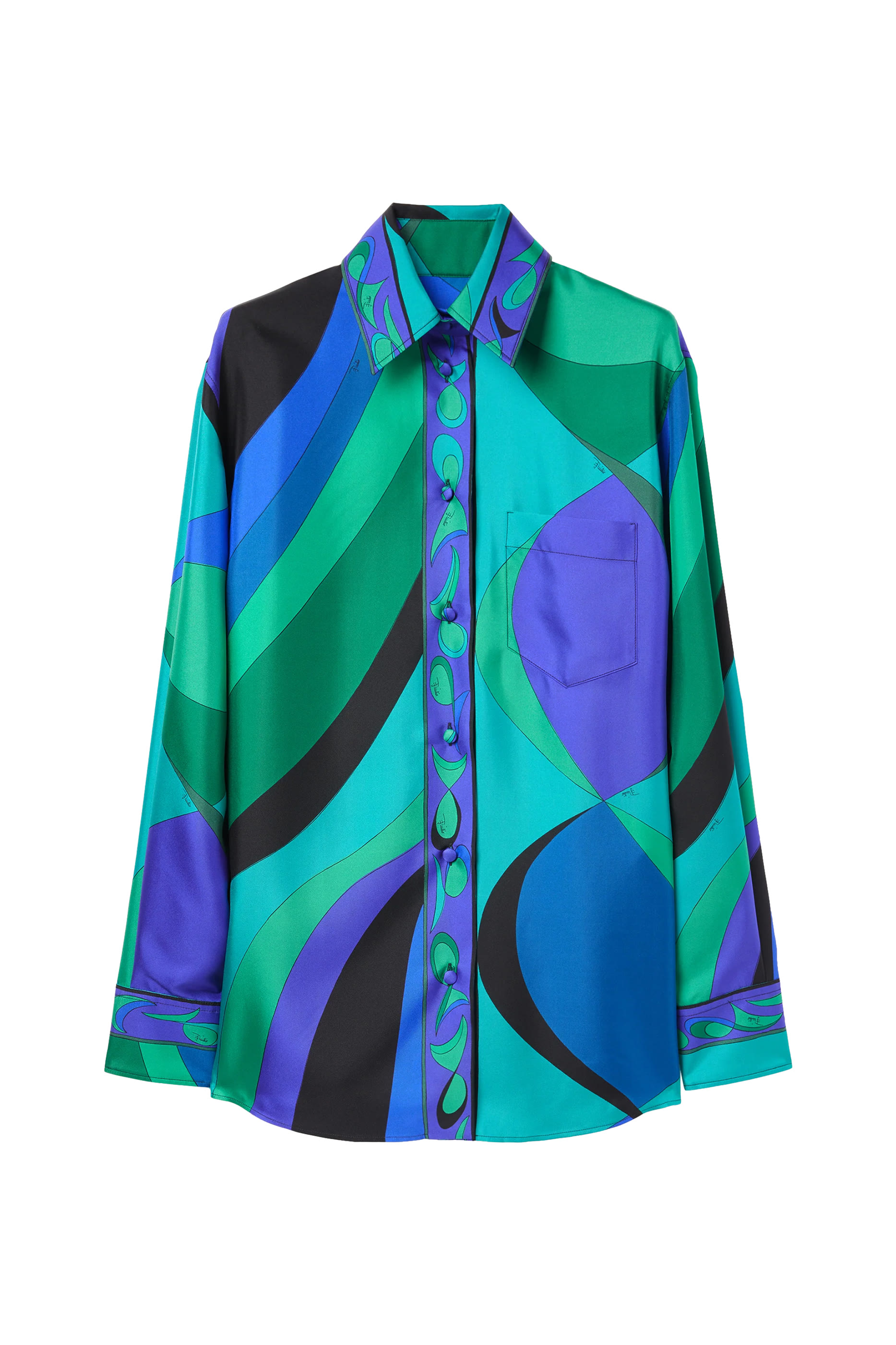 Pesci Print Silk Oversized Shirt