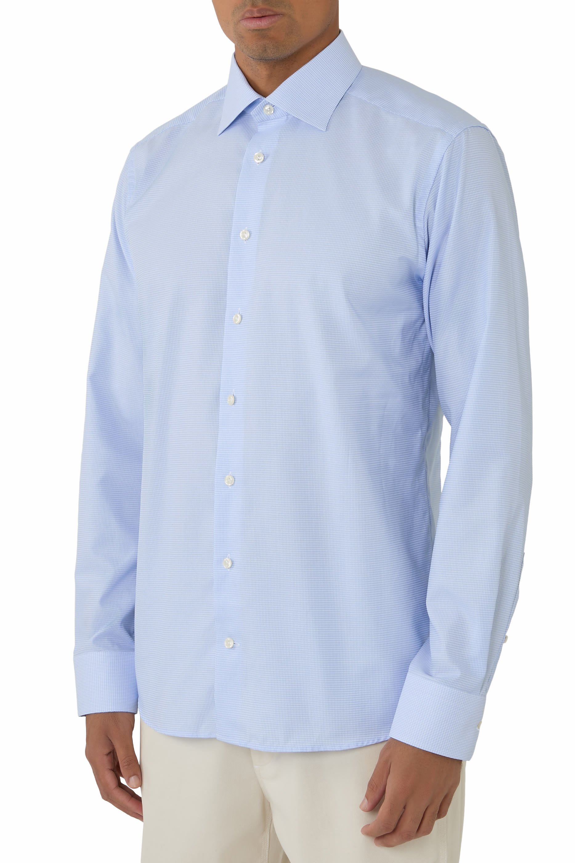 Houndstooth Print Signature Twill Shirt