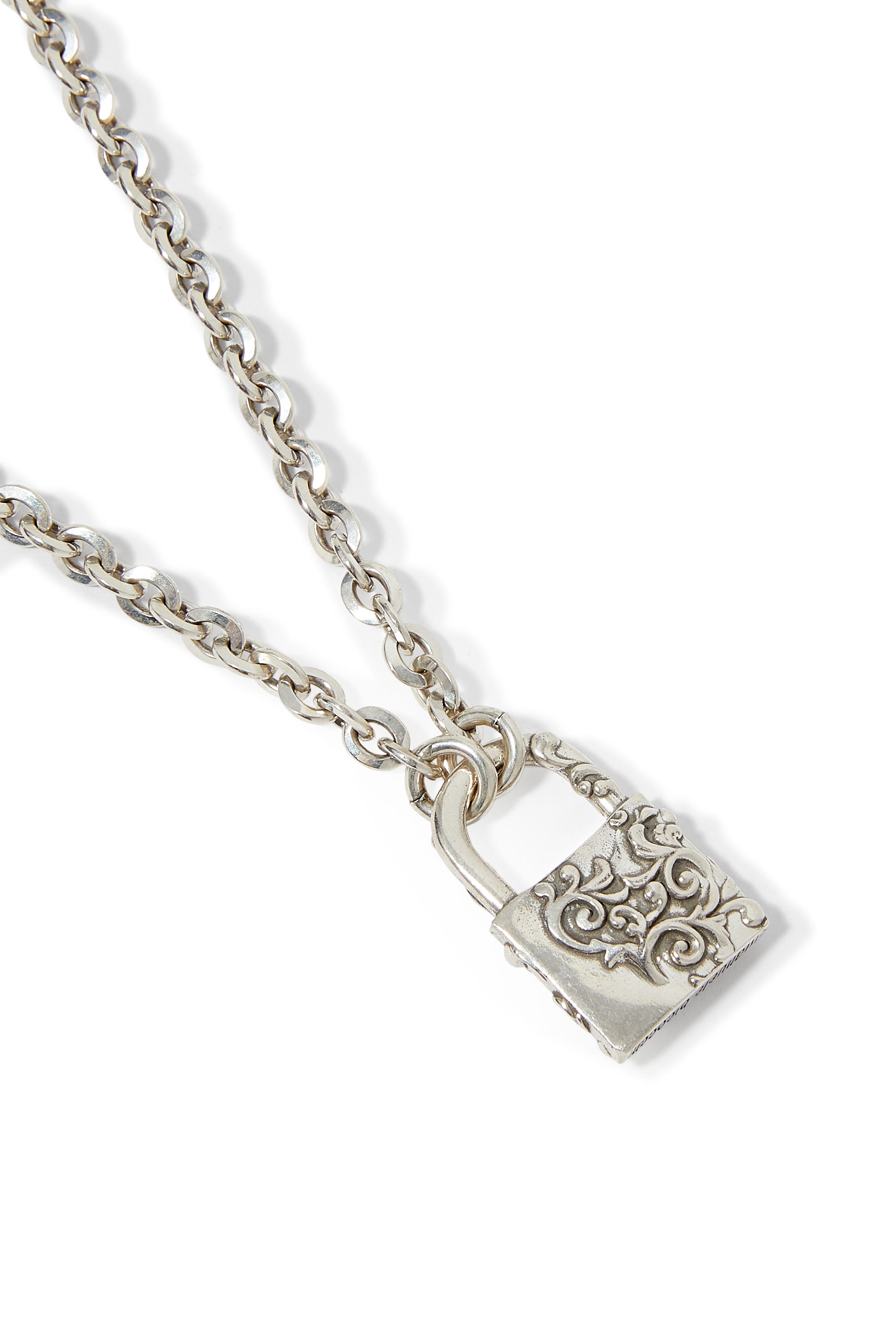 Large Arabesque Padlock Necklace, Sterling Silver