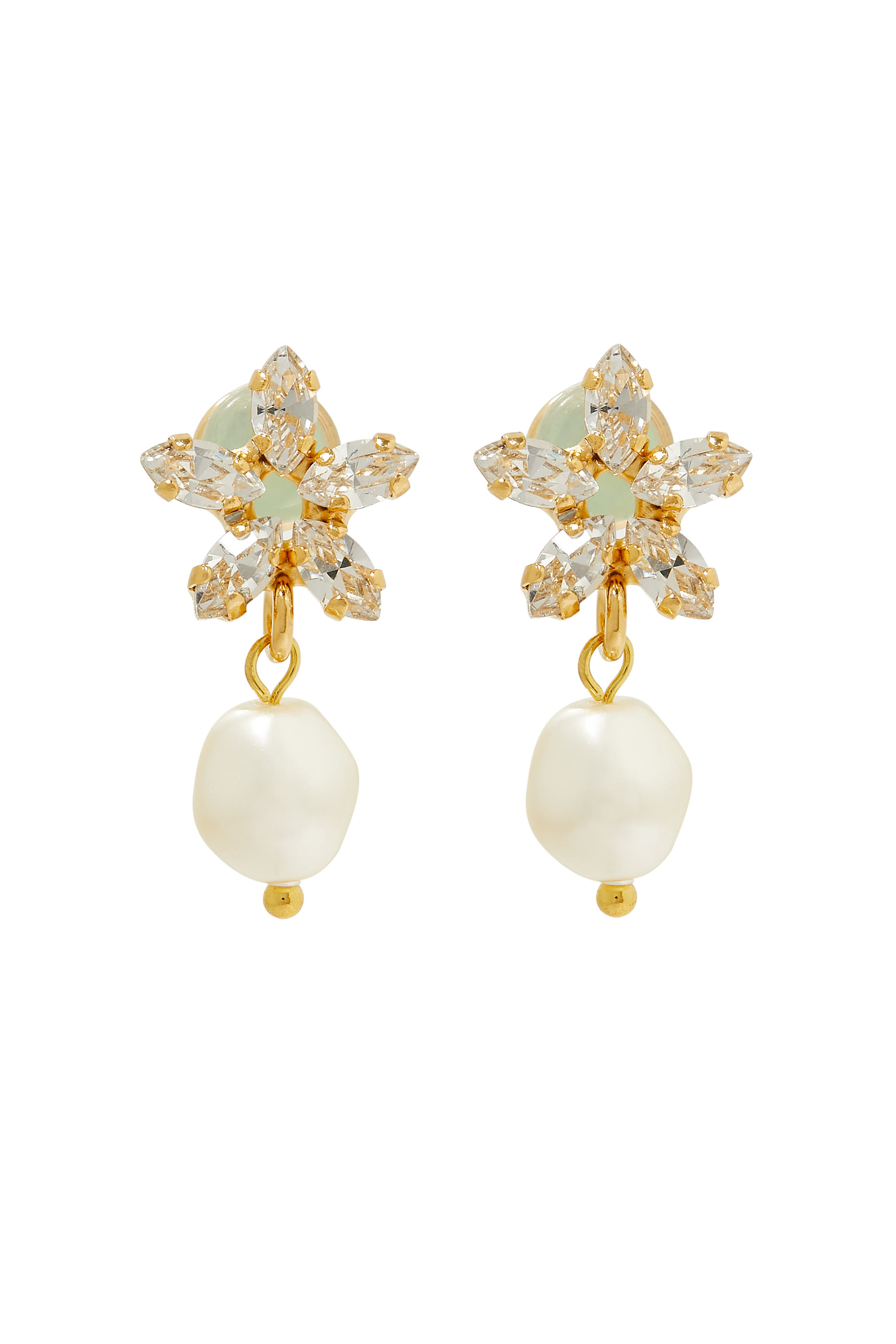 Emmy Earrings, 18k Gold-Plated Metal & Swarovski Crystals