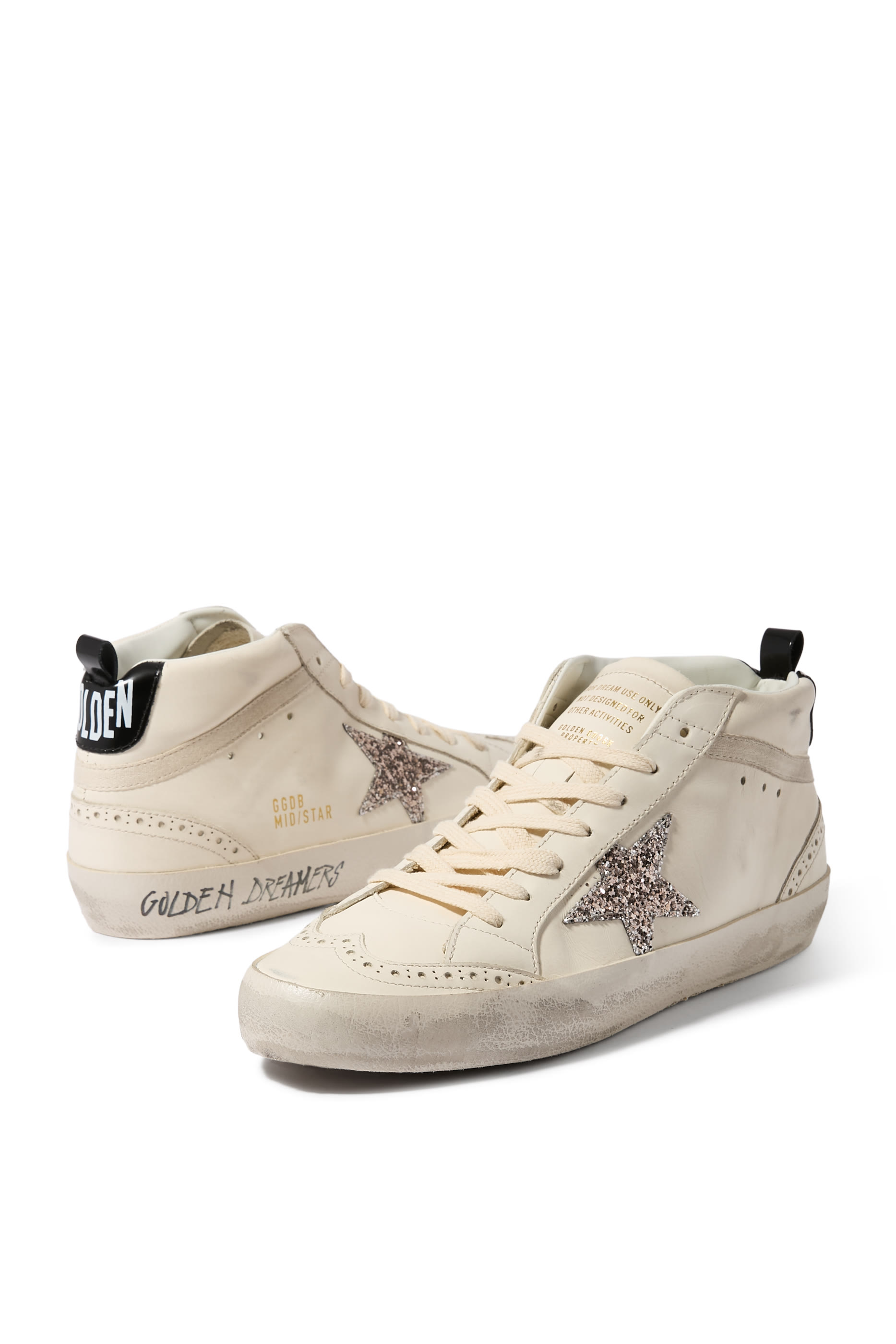 Women&rsquo;s Mid Star Sneakers with Glitter Star and Laminated Heel Tab