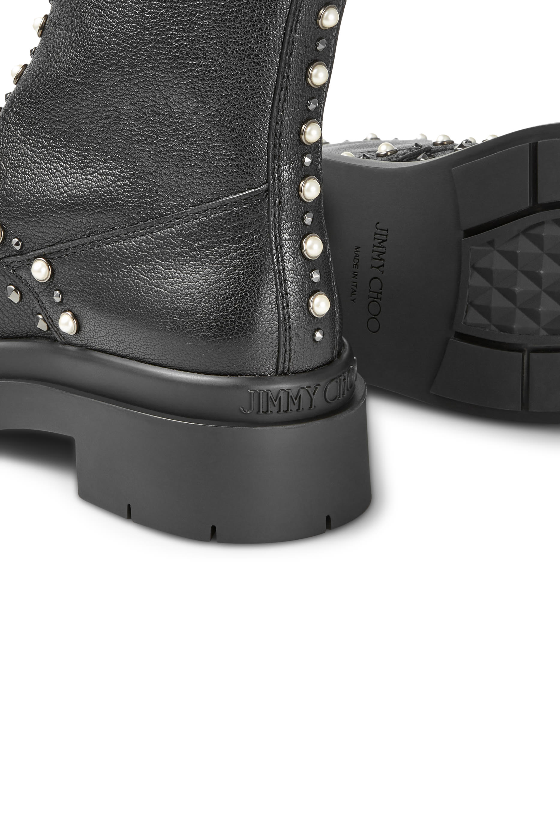 Nola 50 Leather Pearl-Embellished Boots