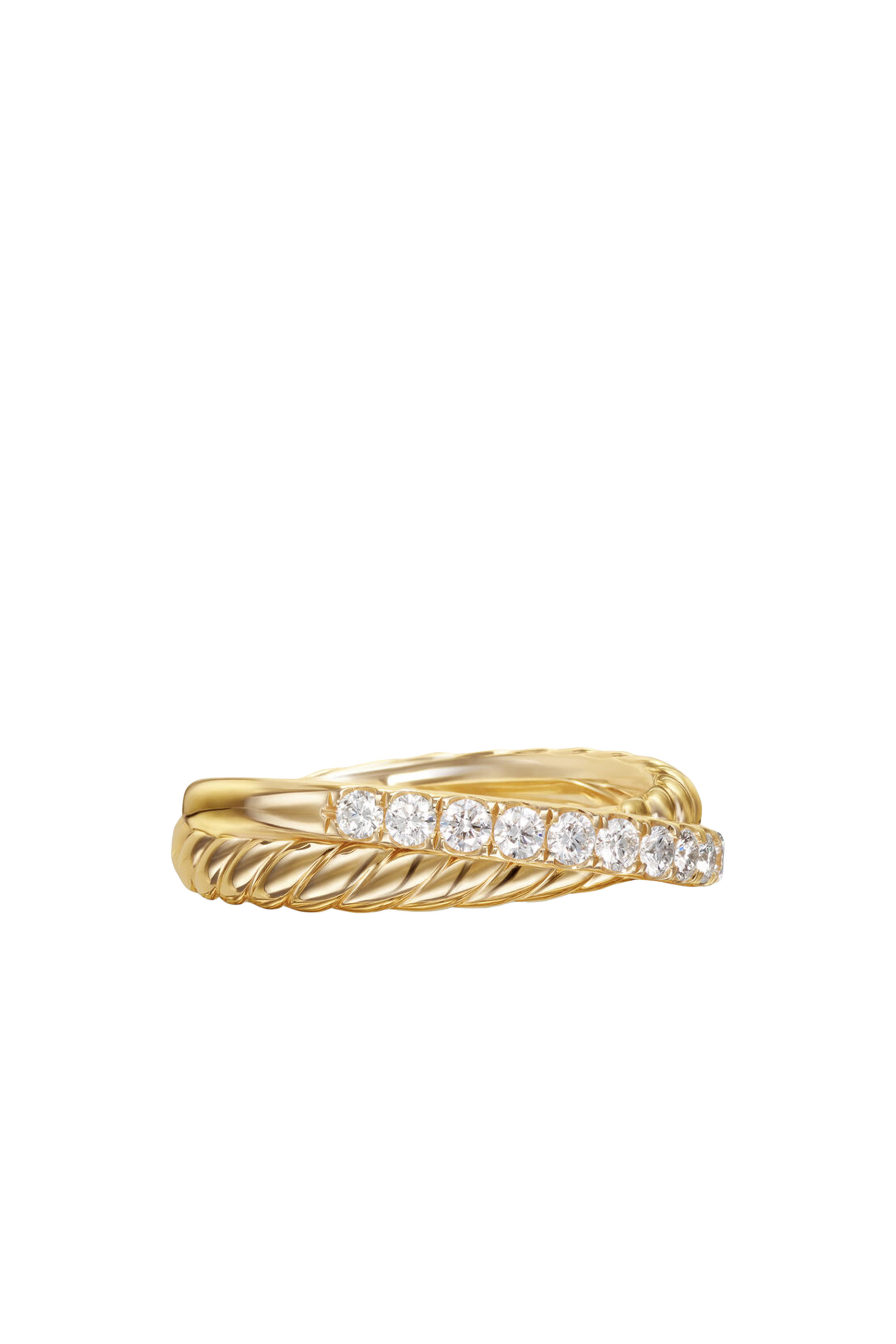 Crossover Two Row Ring, 18K Yellow Gold & Diamonds
