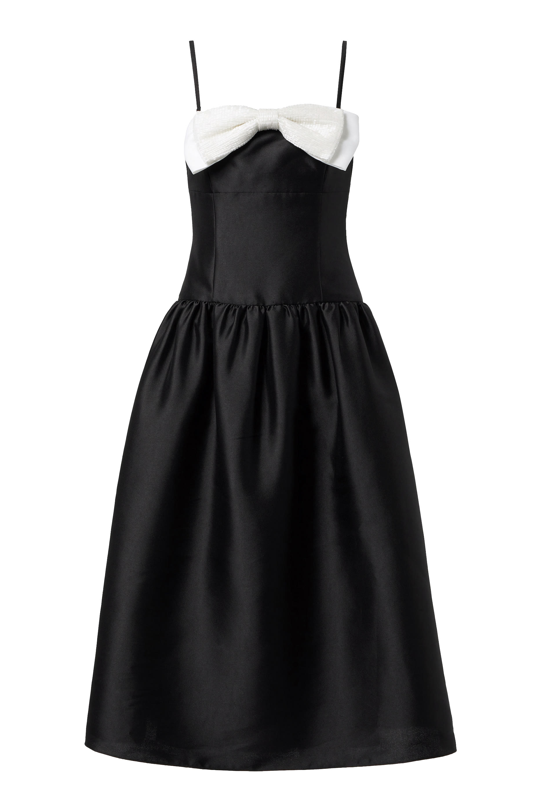 Taffeta Contrast Bow Midi Dress