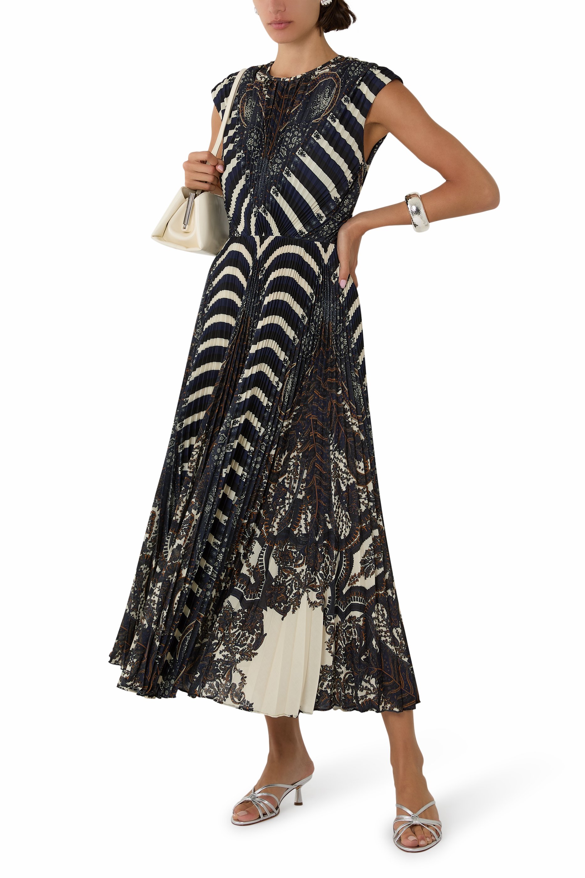 Violeta Pleated Sleeveless Midi Dress