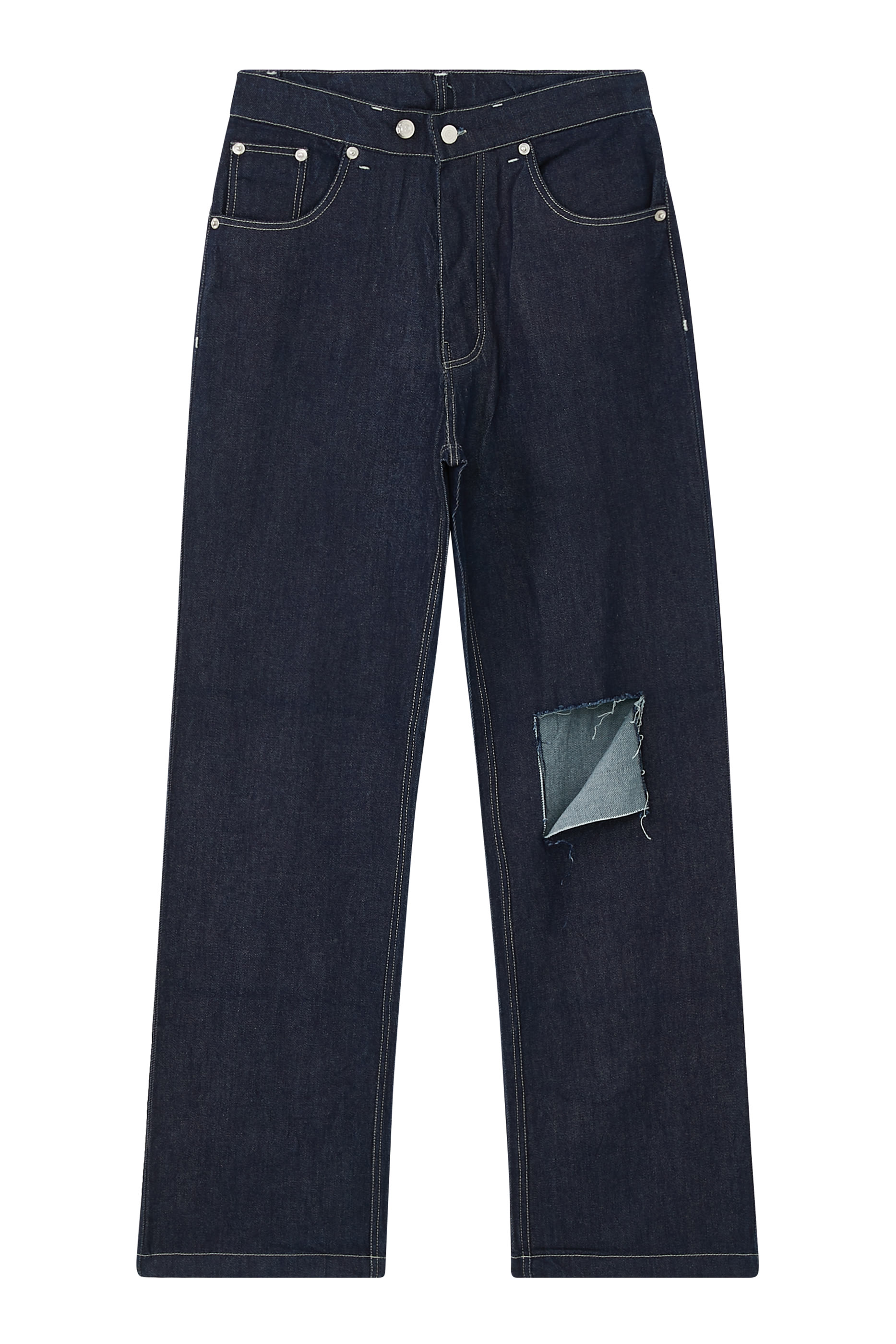 Straight Fit Distressed Denim Pants