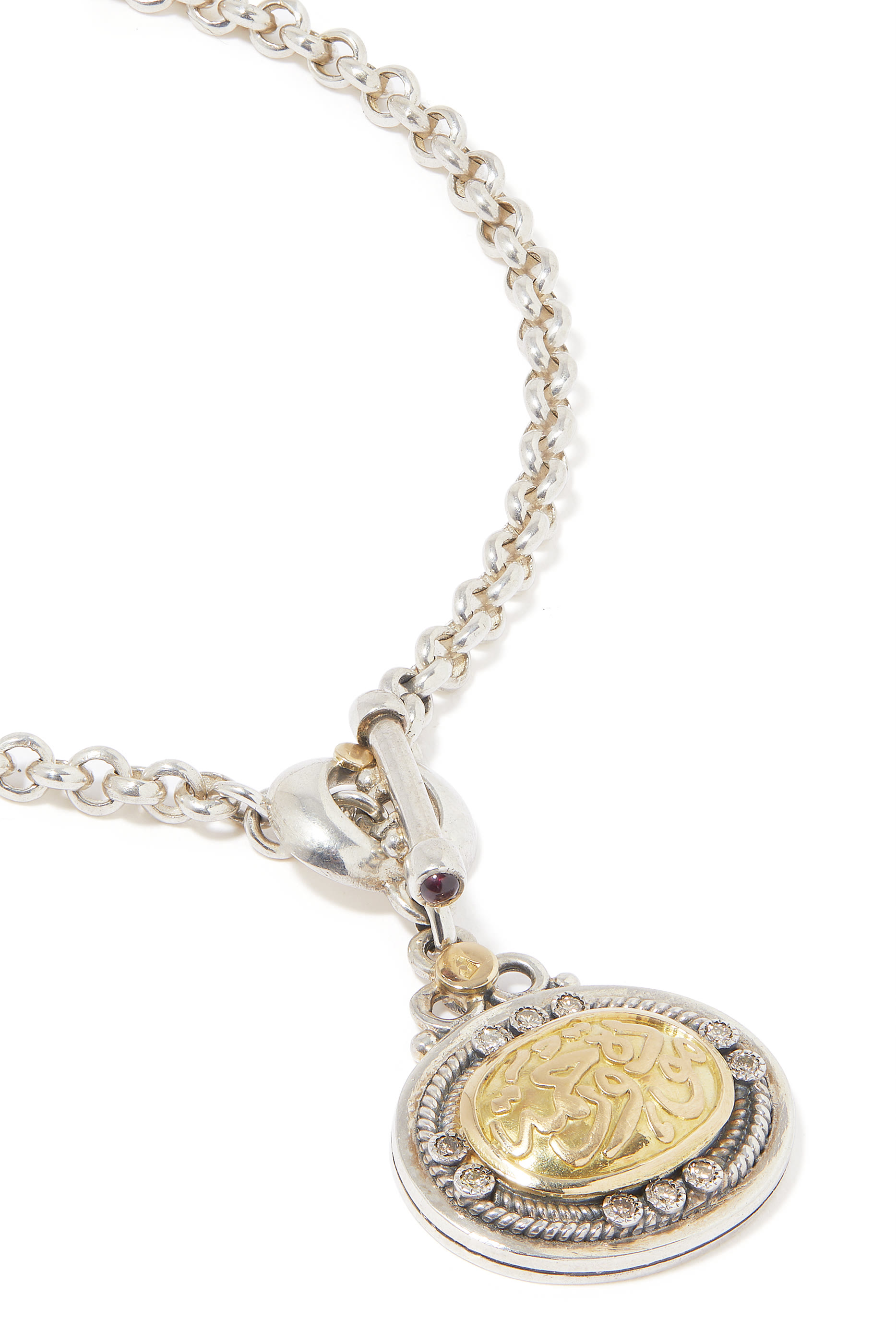 T-Lock Calligraphy Bracelet with Garnets and Diamonds