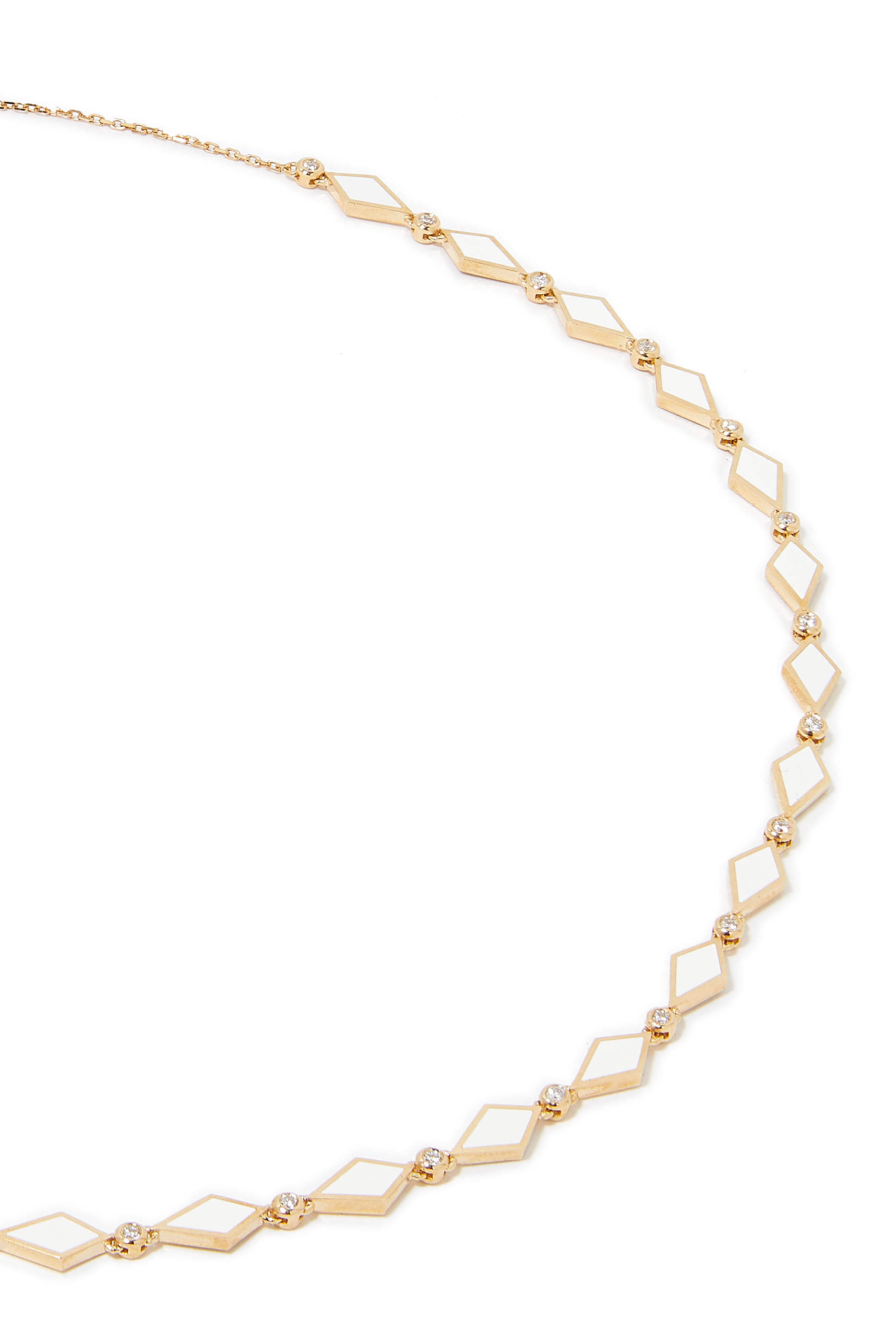 Morocco Mosaic Necklace, 18k Yellow Gold & Diamonds, Enamel