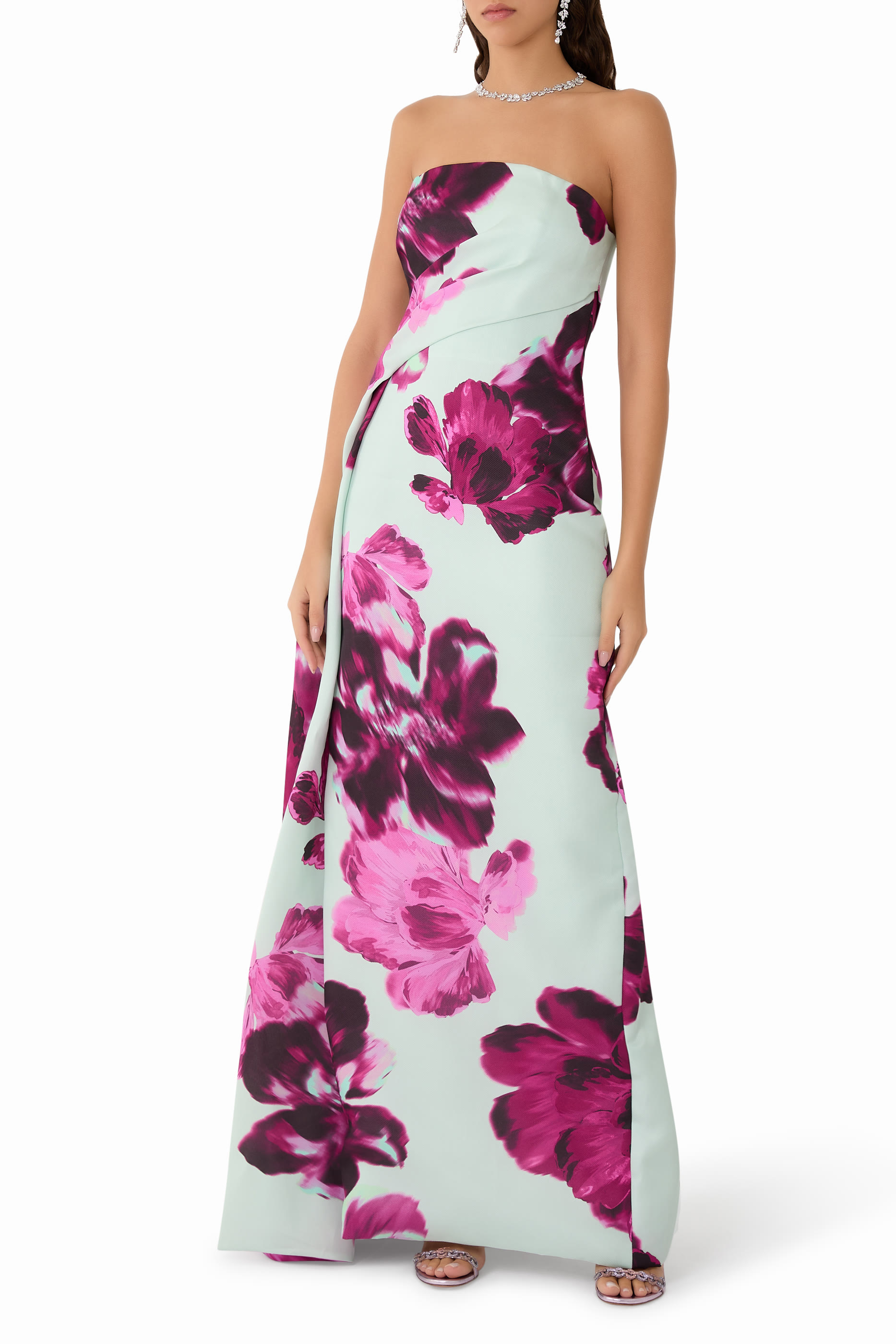 Electric Floral Column Gown