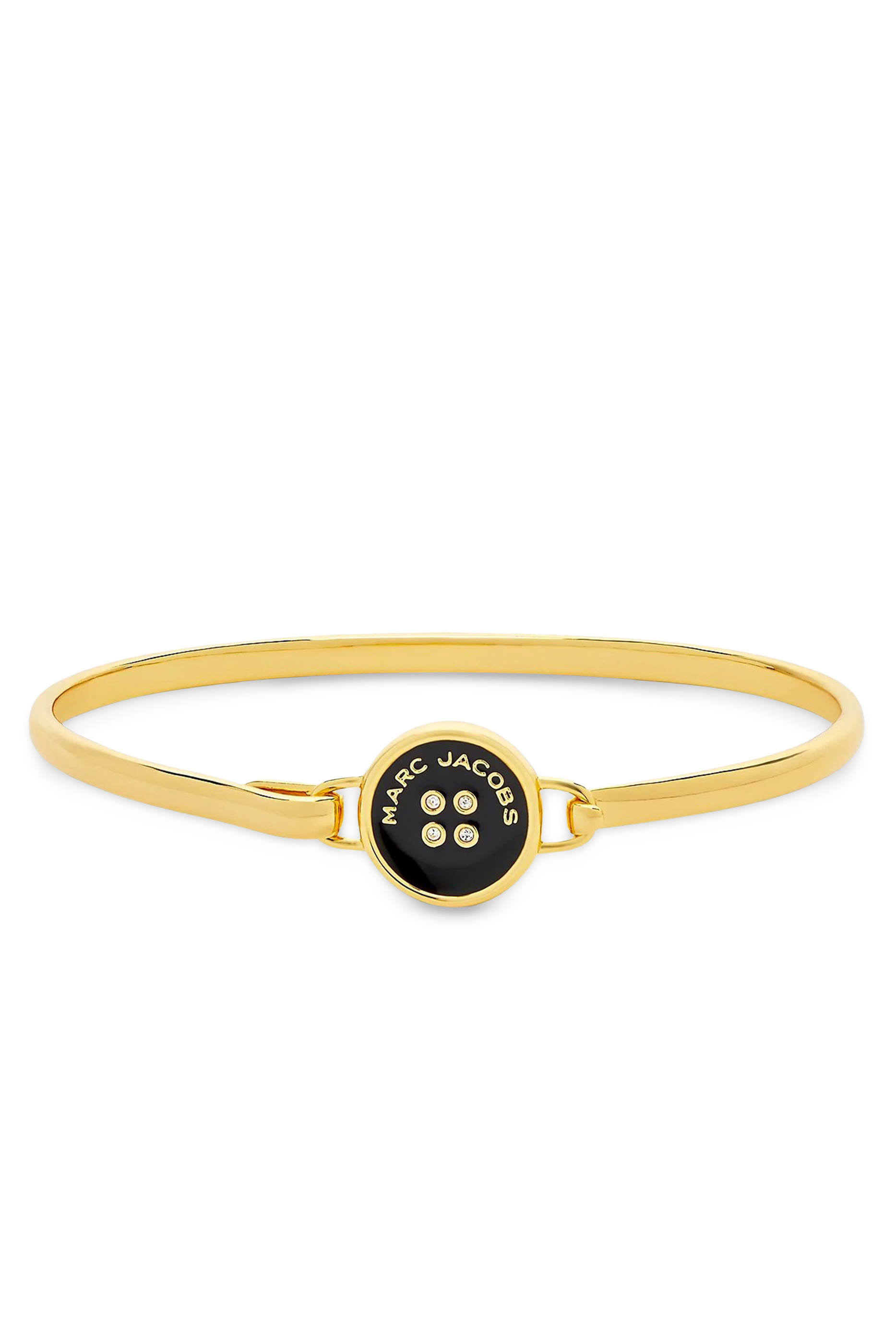 The Button Hinge Bracelet, Gold-Plated Brass with Enamel & Glass Stones