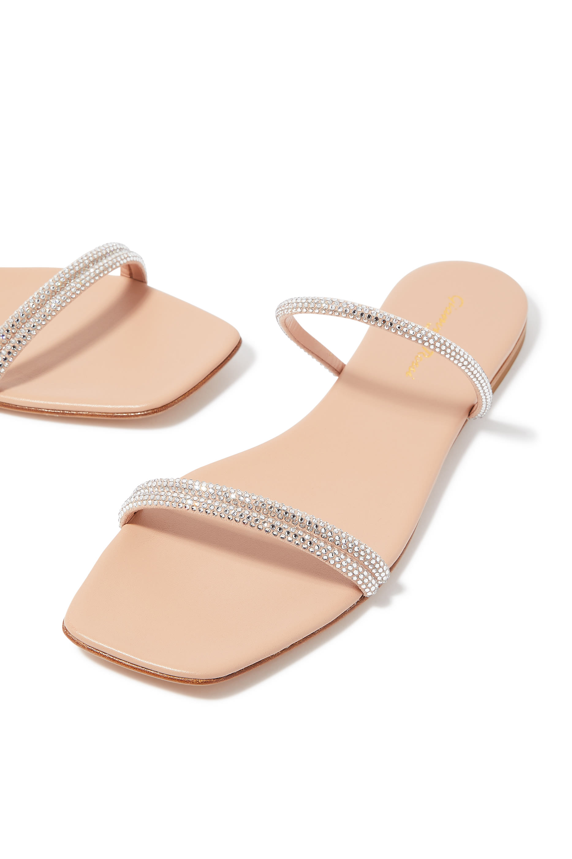 Cannes Double Strap Leather Slides