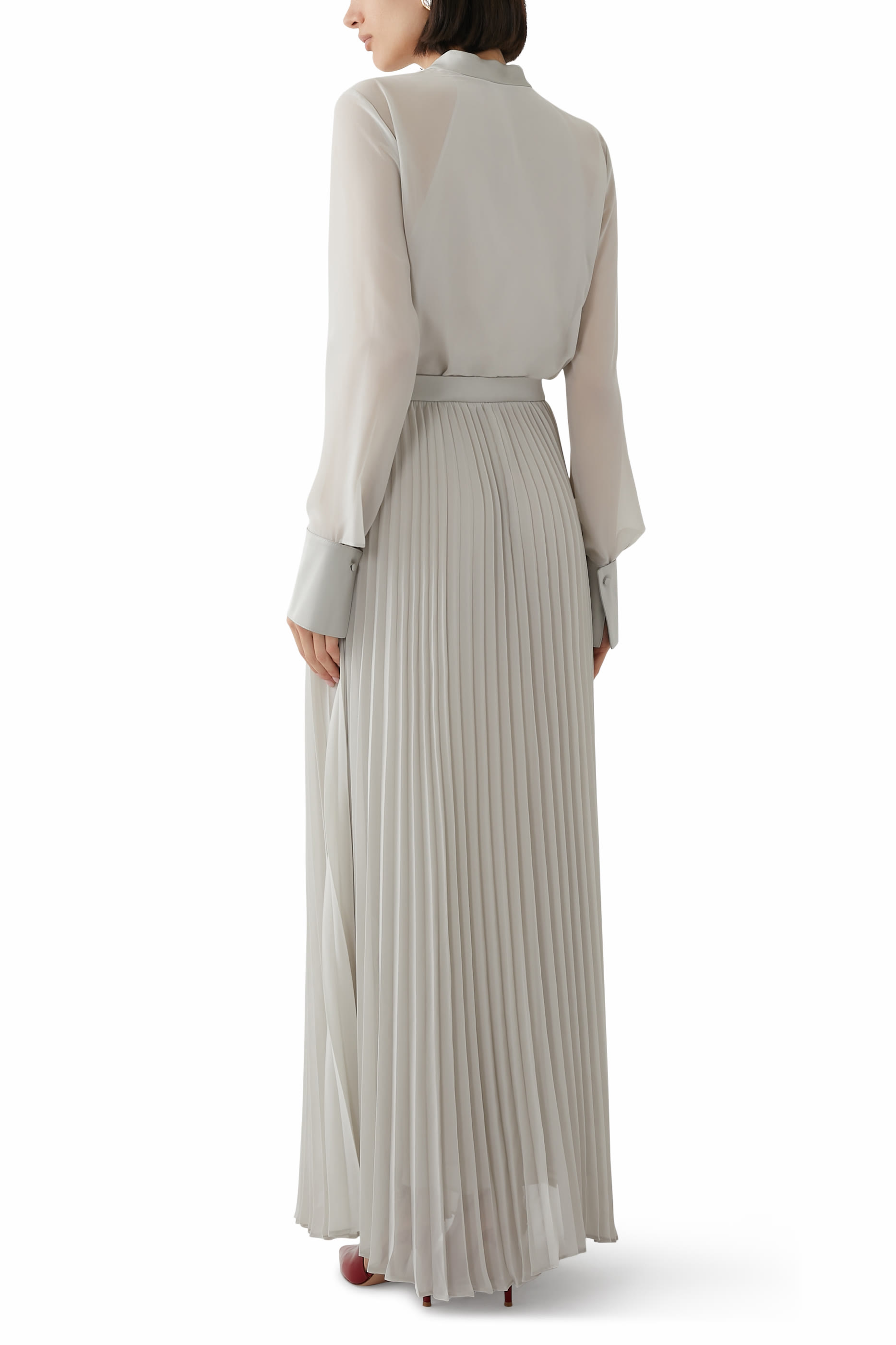 Technical Georgette Two-Piece Effect Long Dress