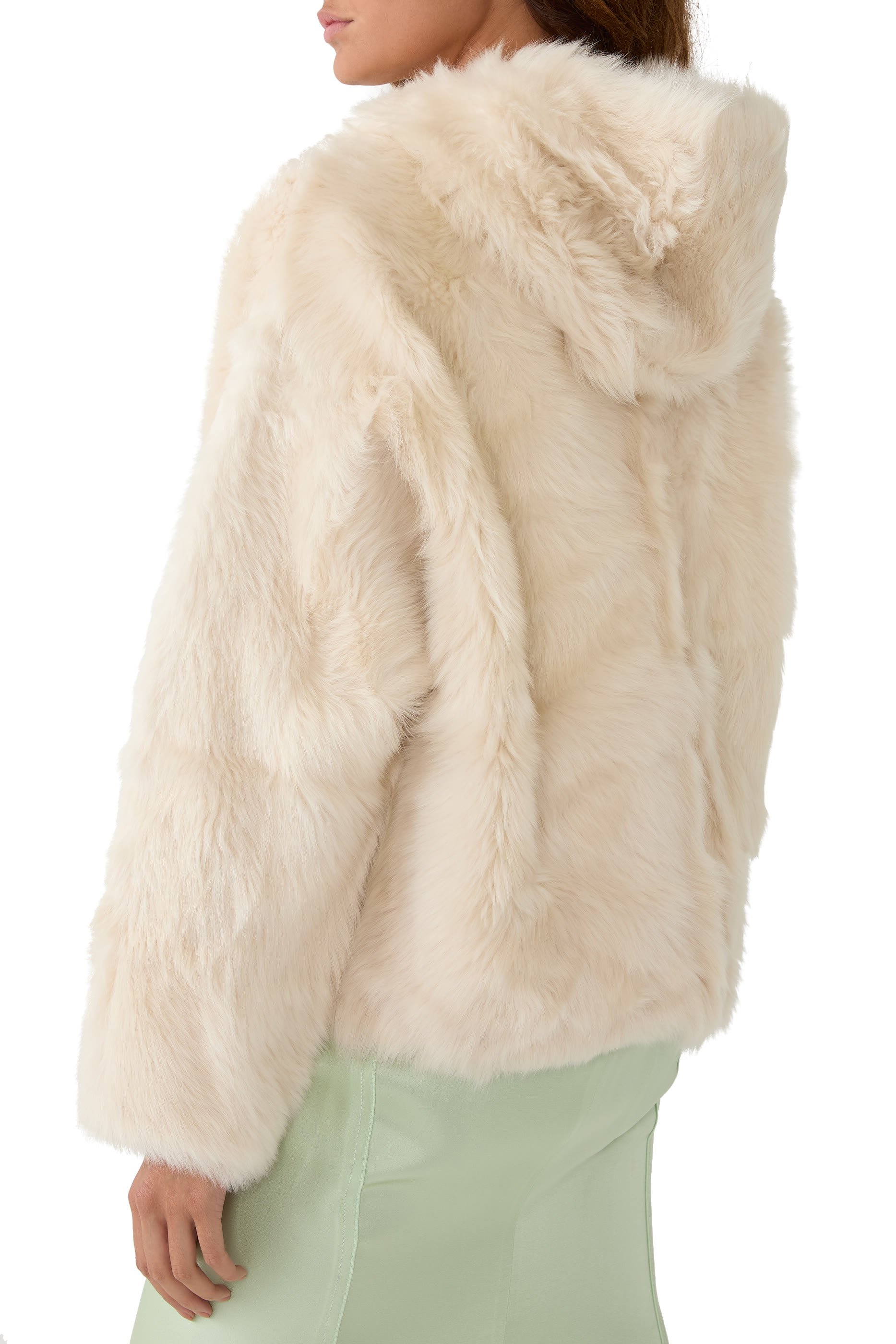 Short Hooded Jacket in Toscana Folk Lambskin