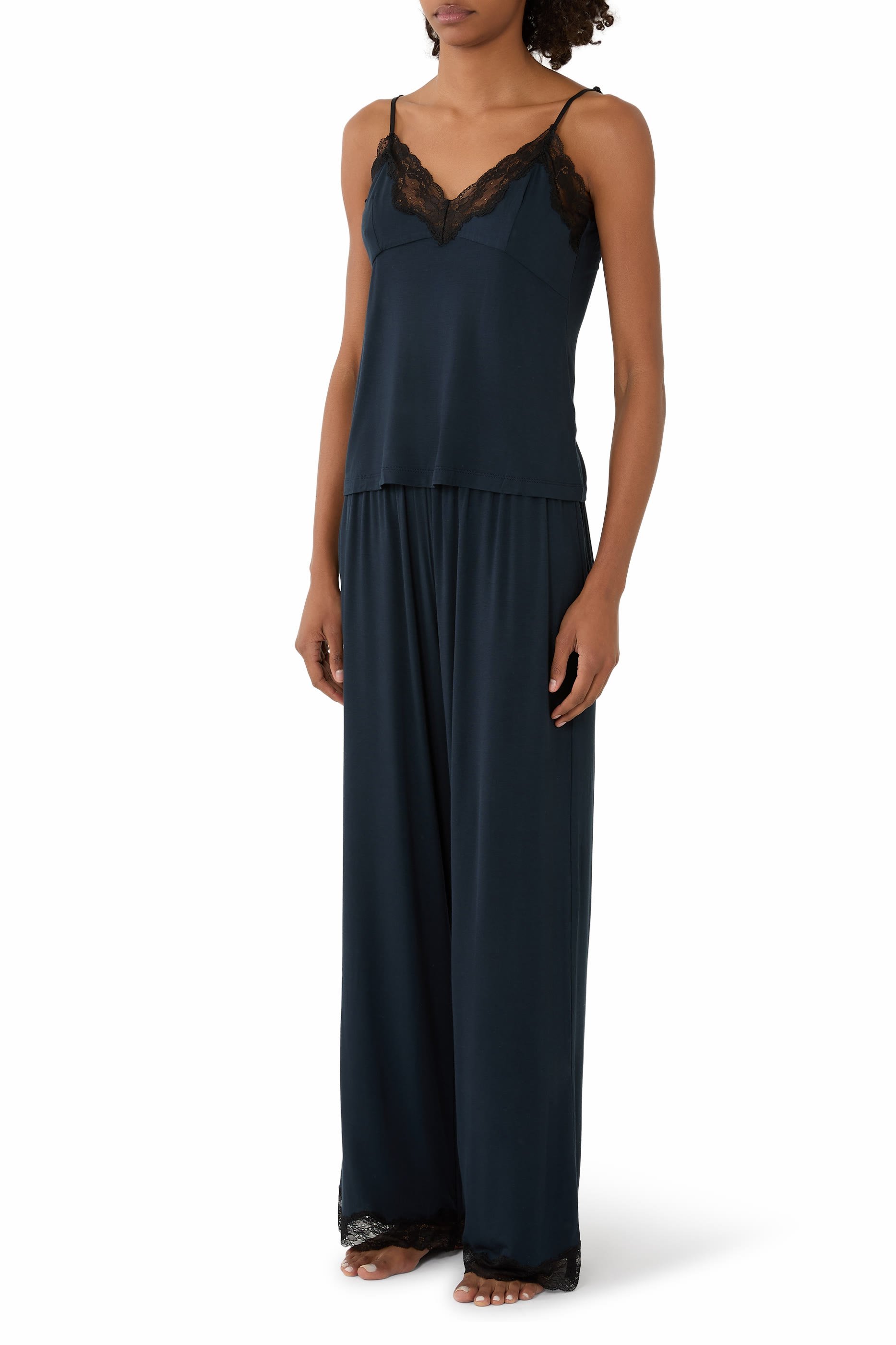  Jersey Lace Detail Cami Pyjama Set