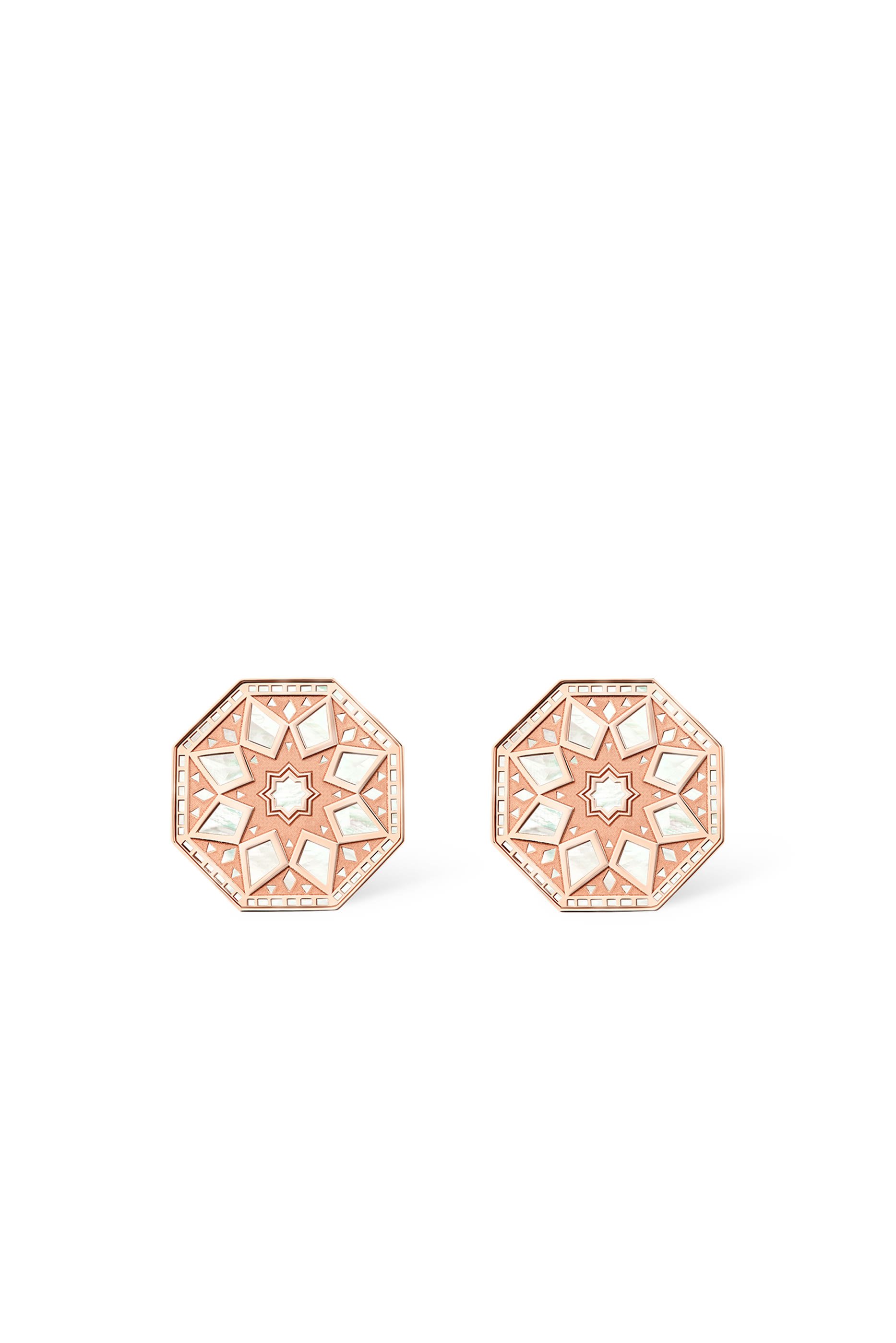 Classic Turath Large Earrings, 18k Rose Gold & Mother of Pearl