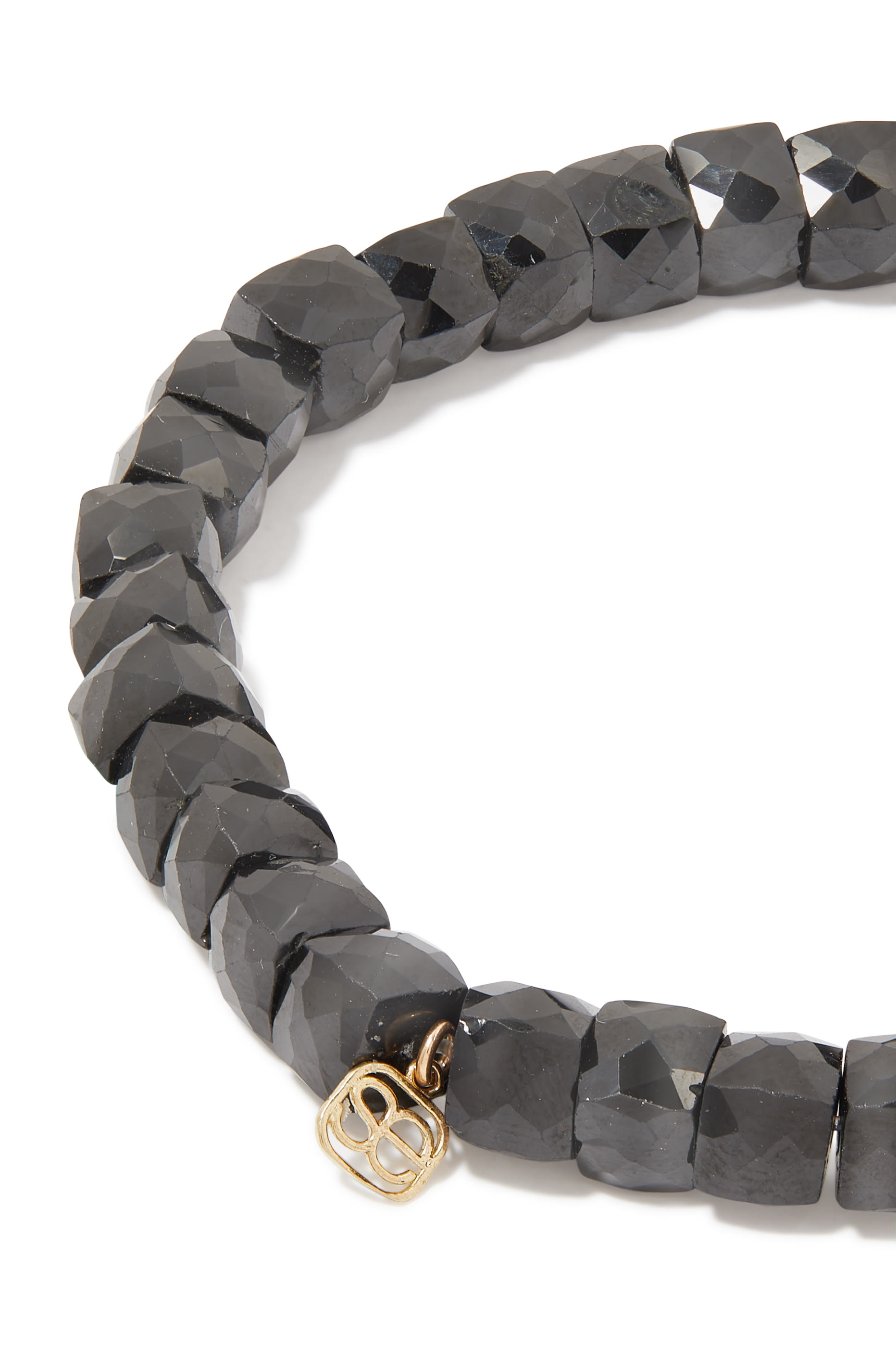 Mini Pave Starburst Medallion on Bead Bracelet, 14K Yellow Gold & Beads