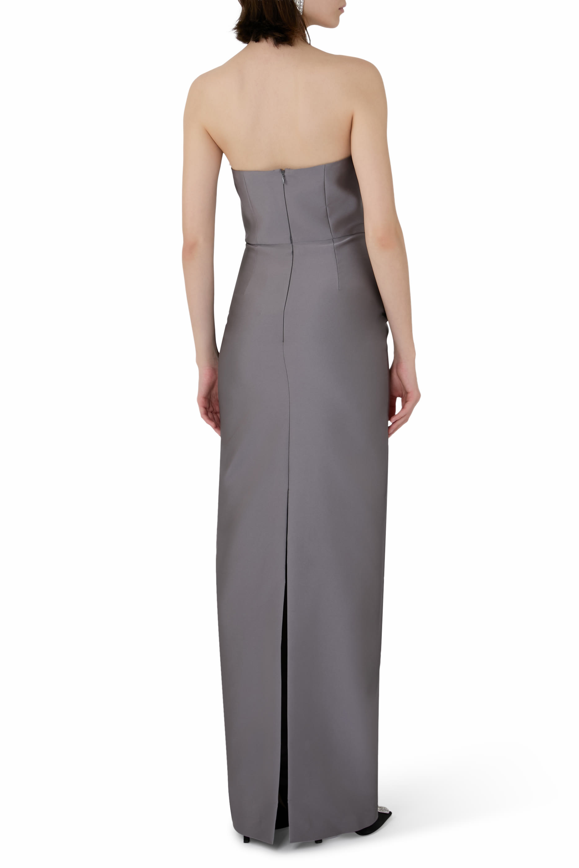 Square Neck Peplum Taffeta Gown 