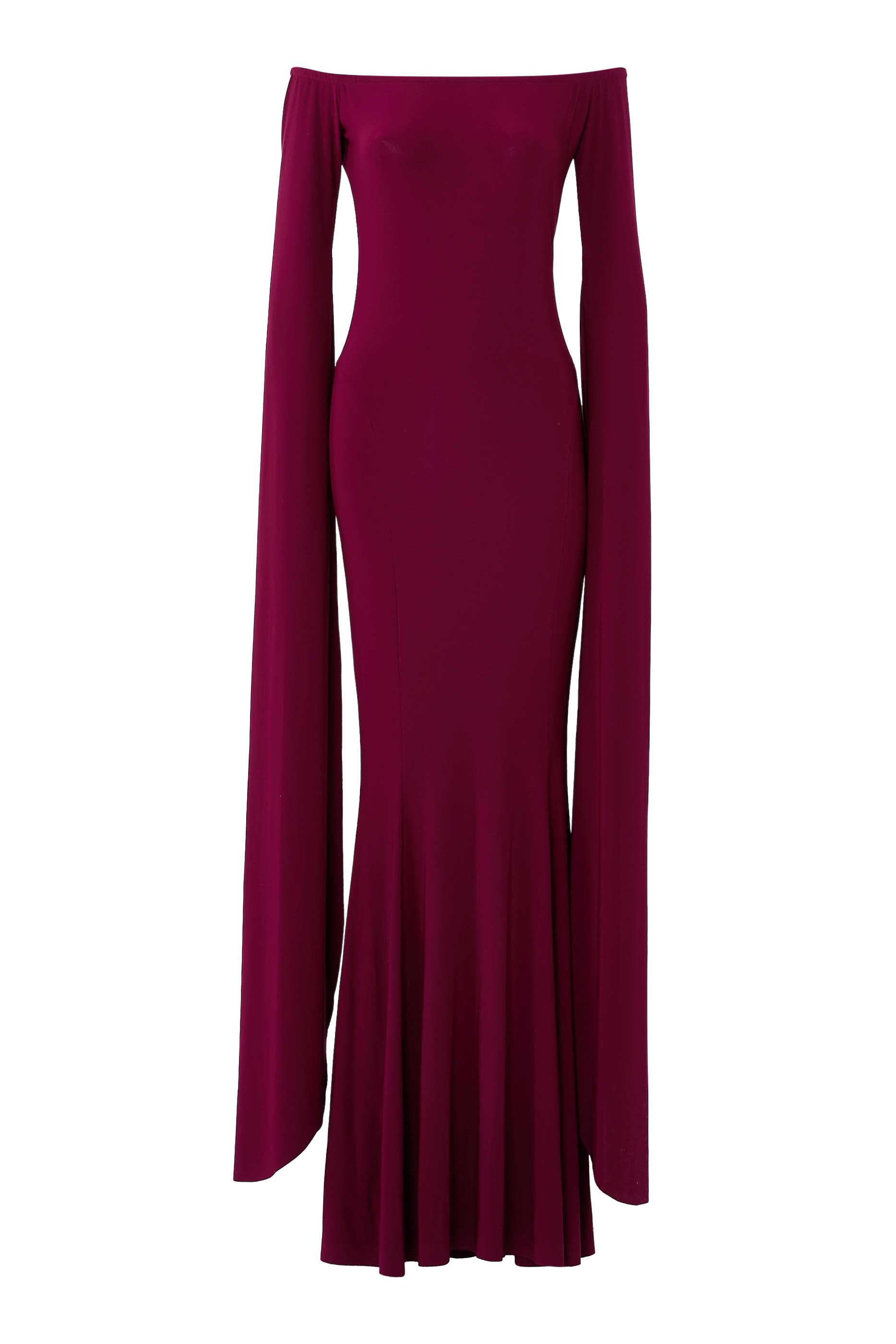 Off Shoulder Ribbon Sleeve Fishtail Gown