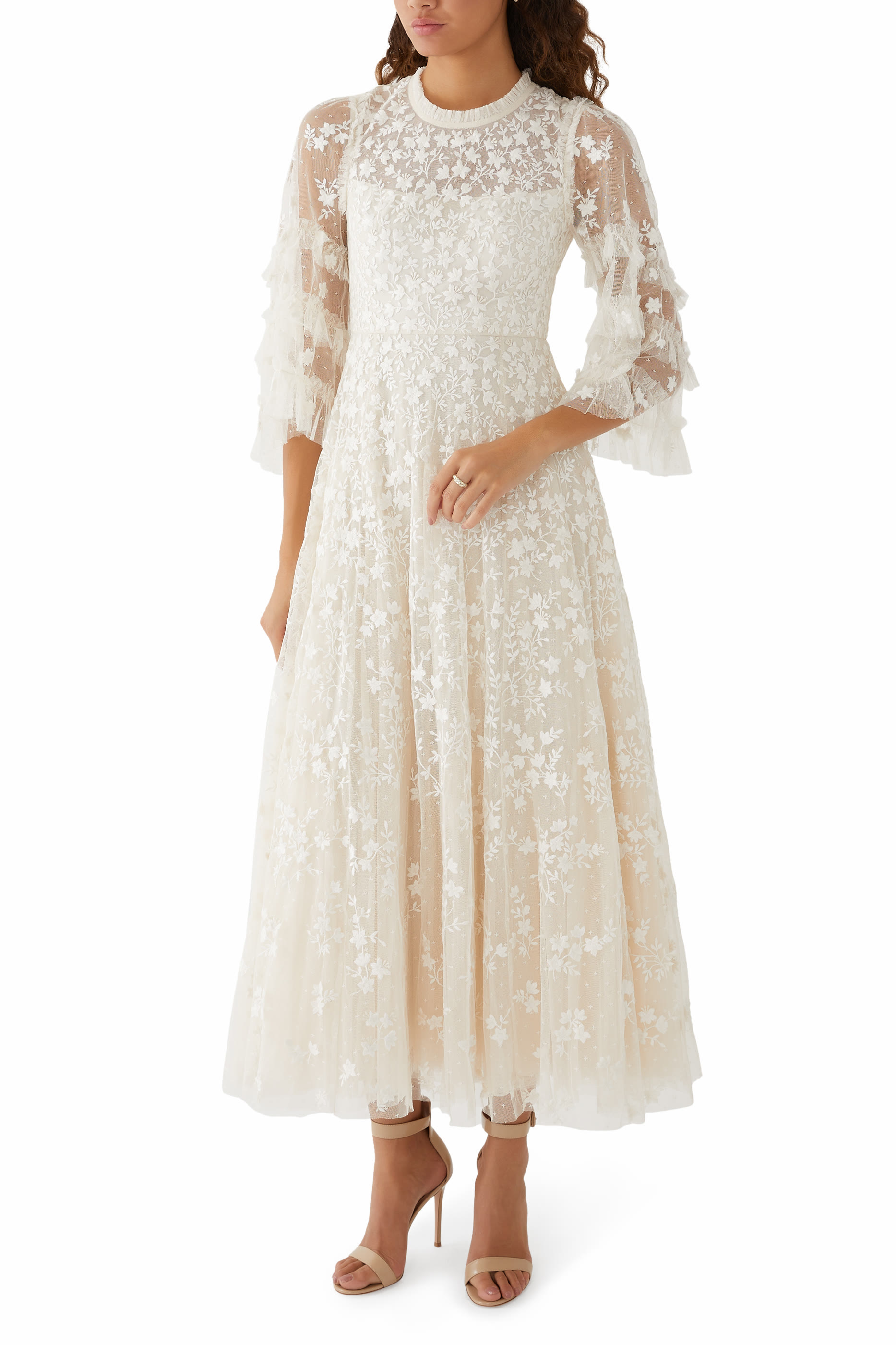 Everett Bloom Round Neck Midi Gown