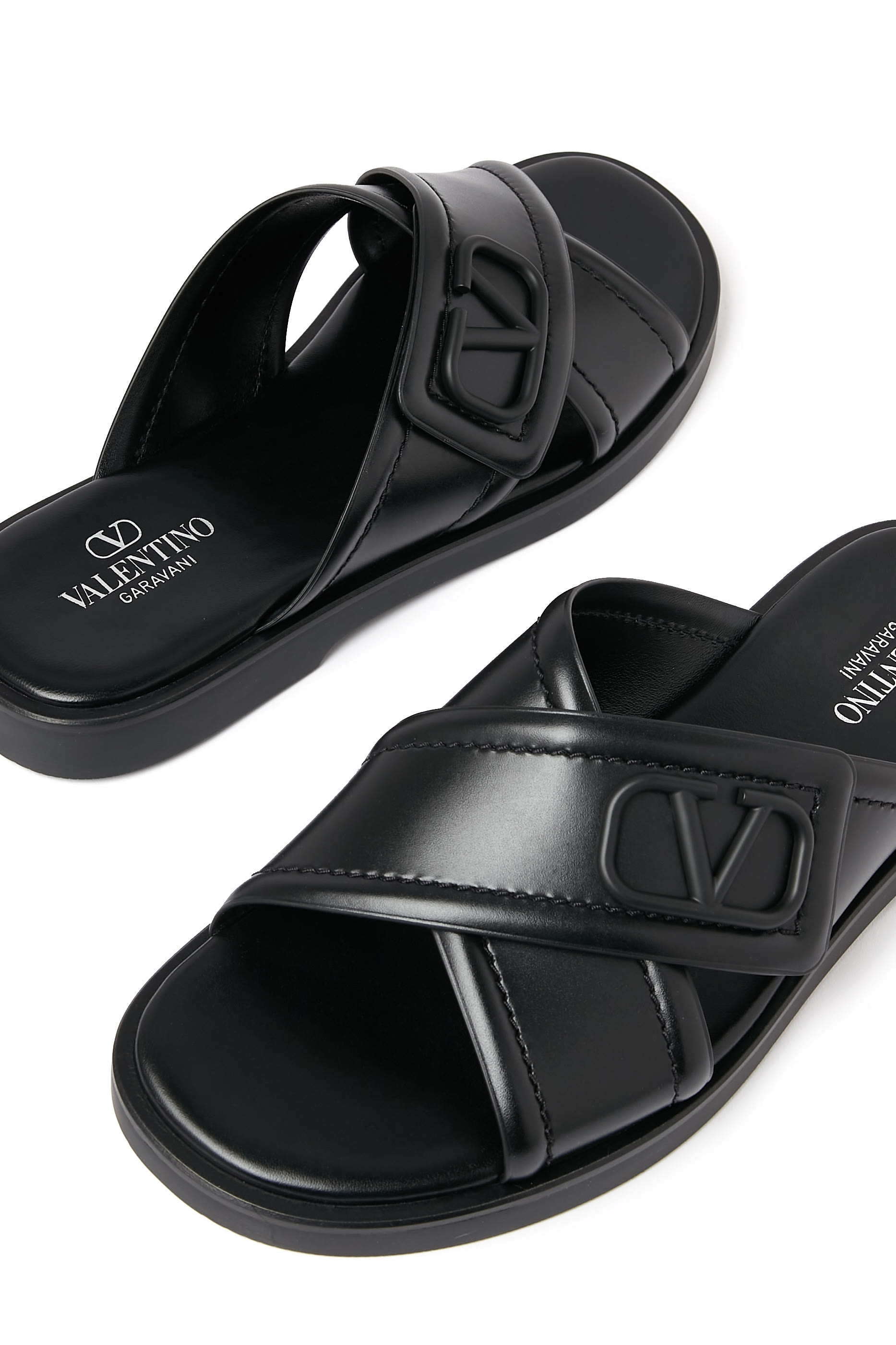 VLogo Signature Calfskin Leather Slides