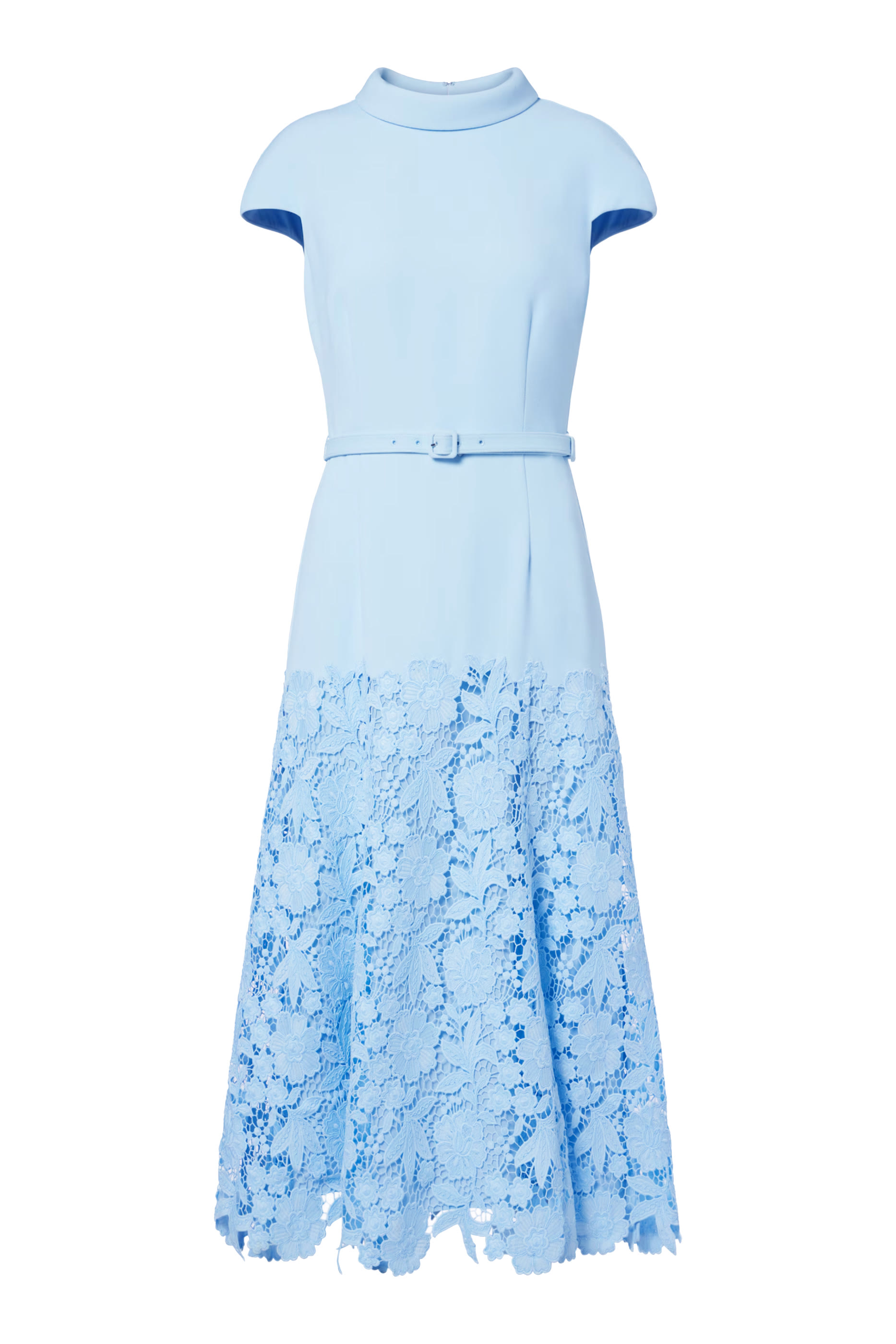 High-Neck Lace Midi Dress