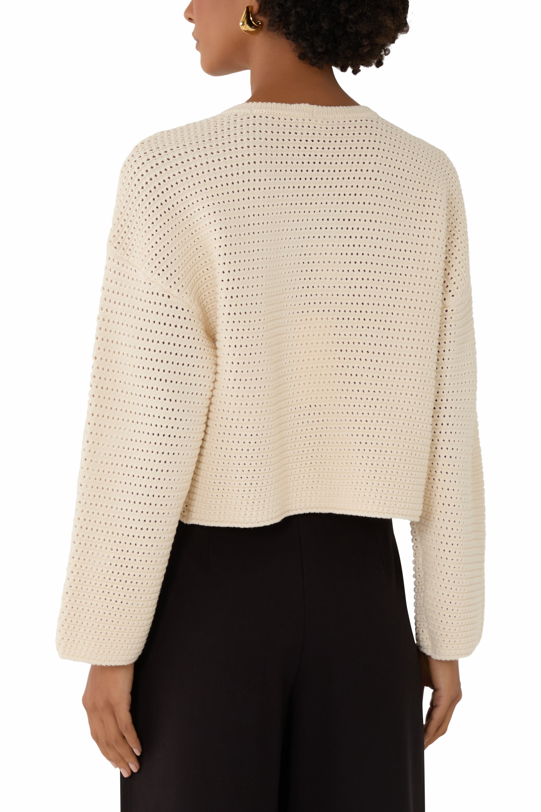 Capsule Resort Openwork Weave Link Knit Cropped Sweater