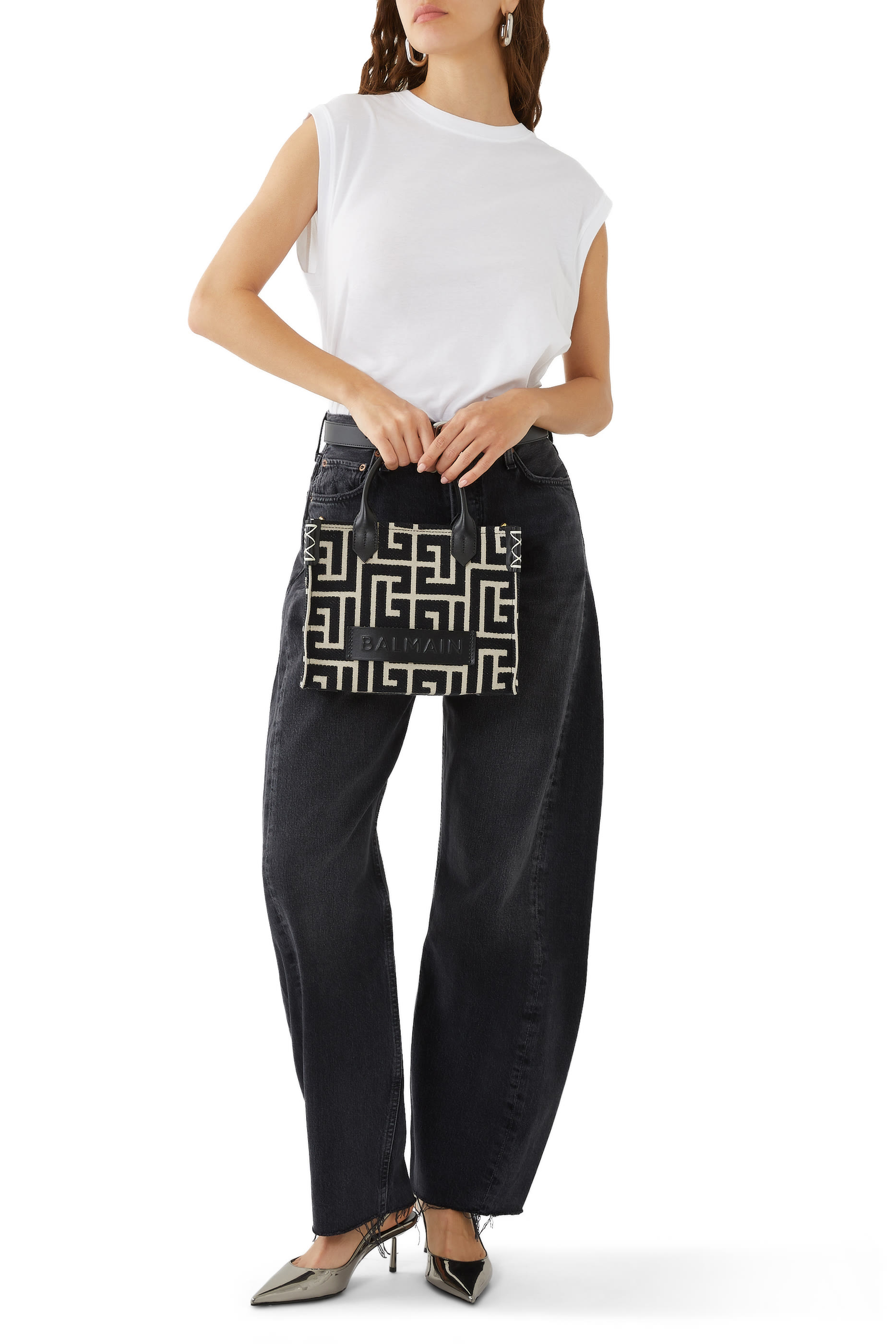 B-Army Monogrammed Jacquard and Leather Tote Bag