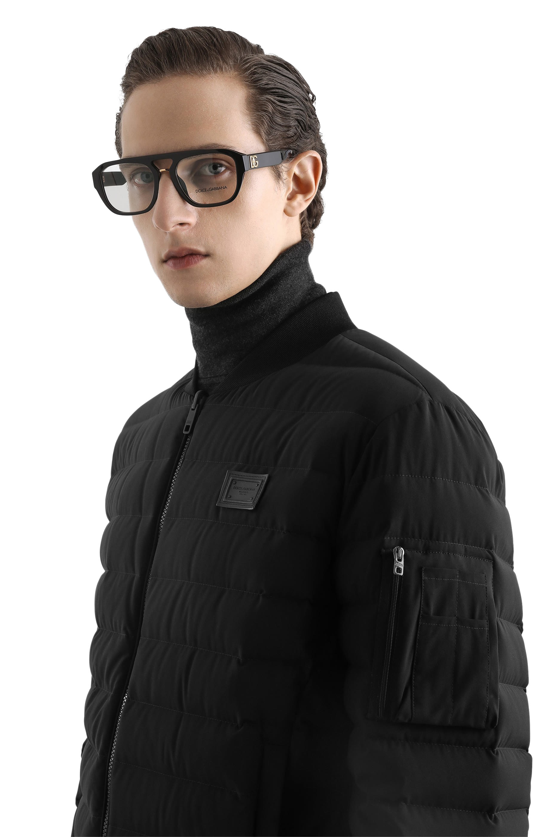 Logo Quilted and Padded Satin Jacket