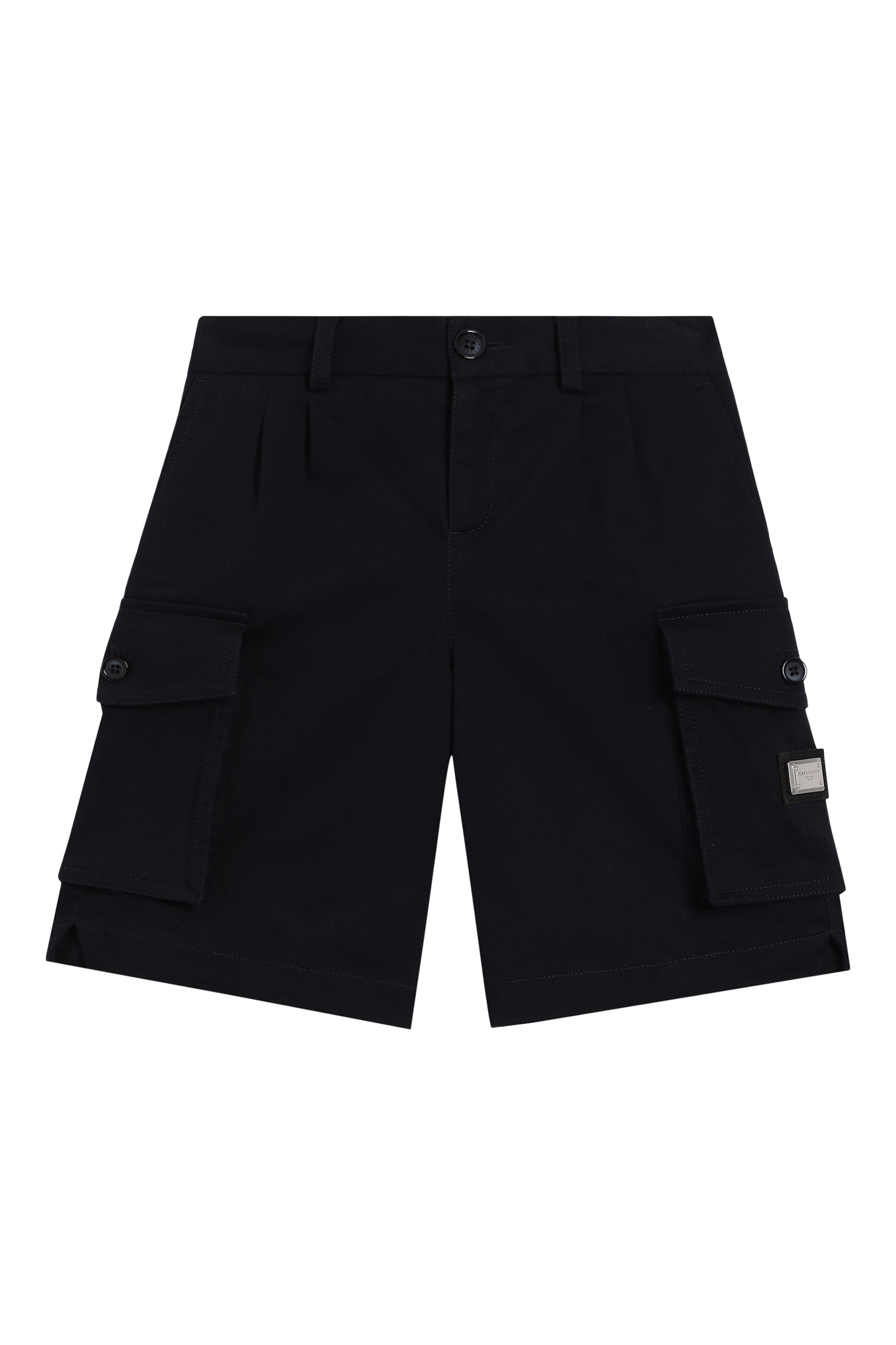 Kids Gabardine Shorts with Logo Tag