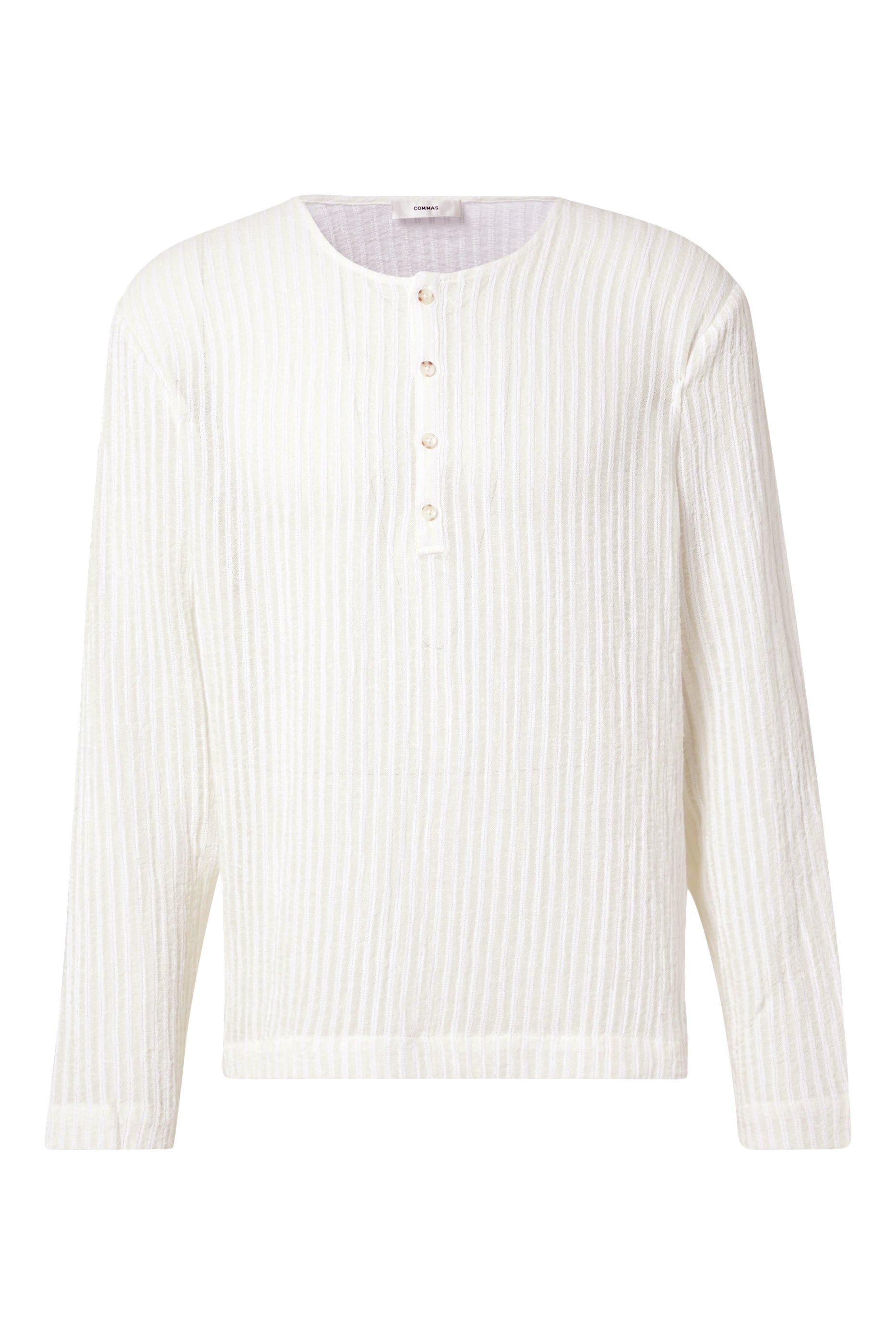 Sheer Stripe Linen Woven Henley