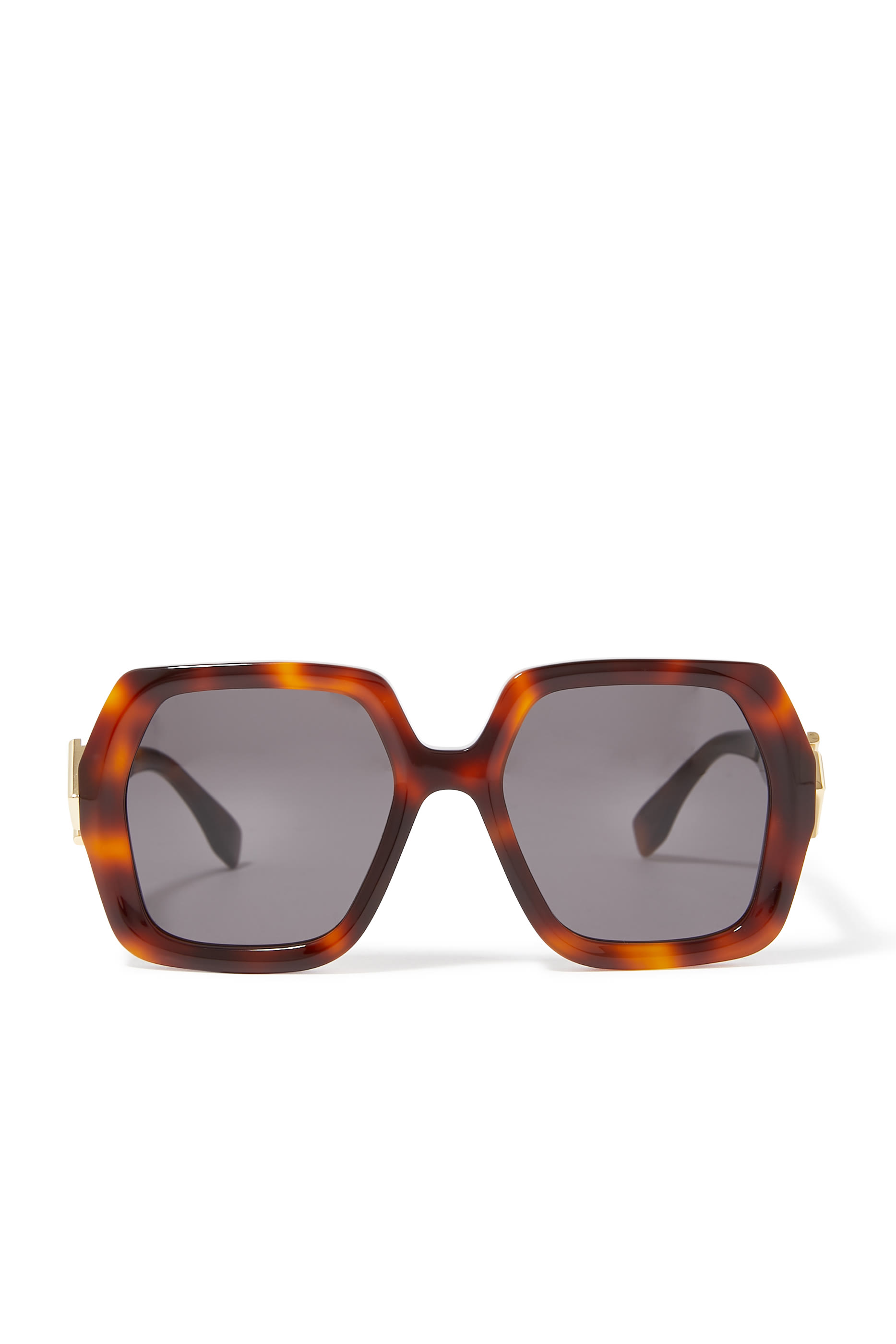 FF Diamonds Brown Havana Square Sunglasses