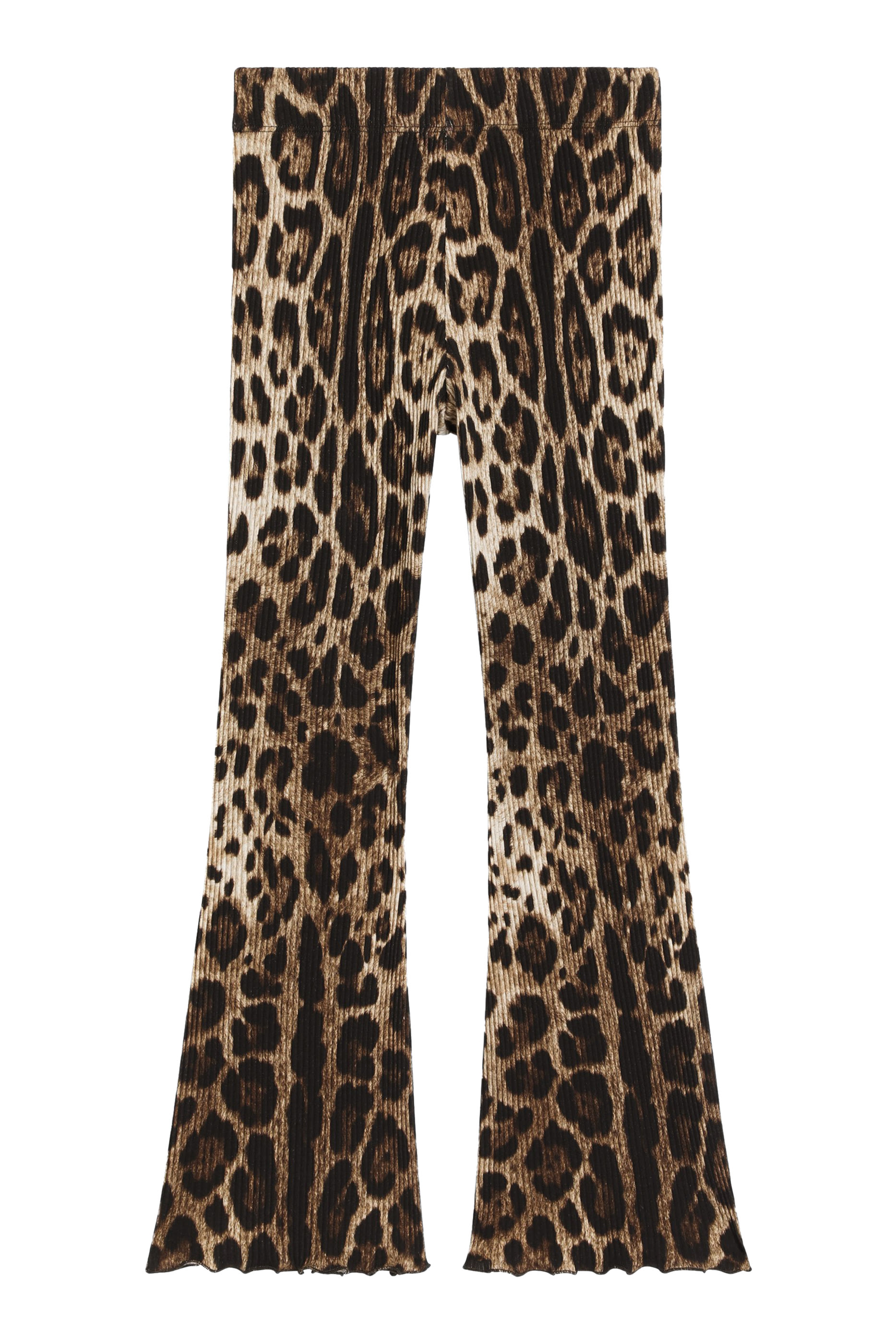Kids Leopard-Print Ribbed Trousers