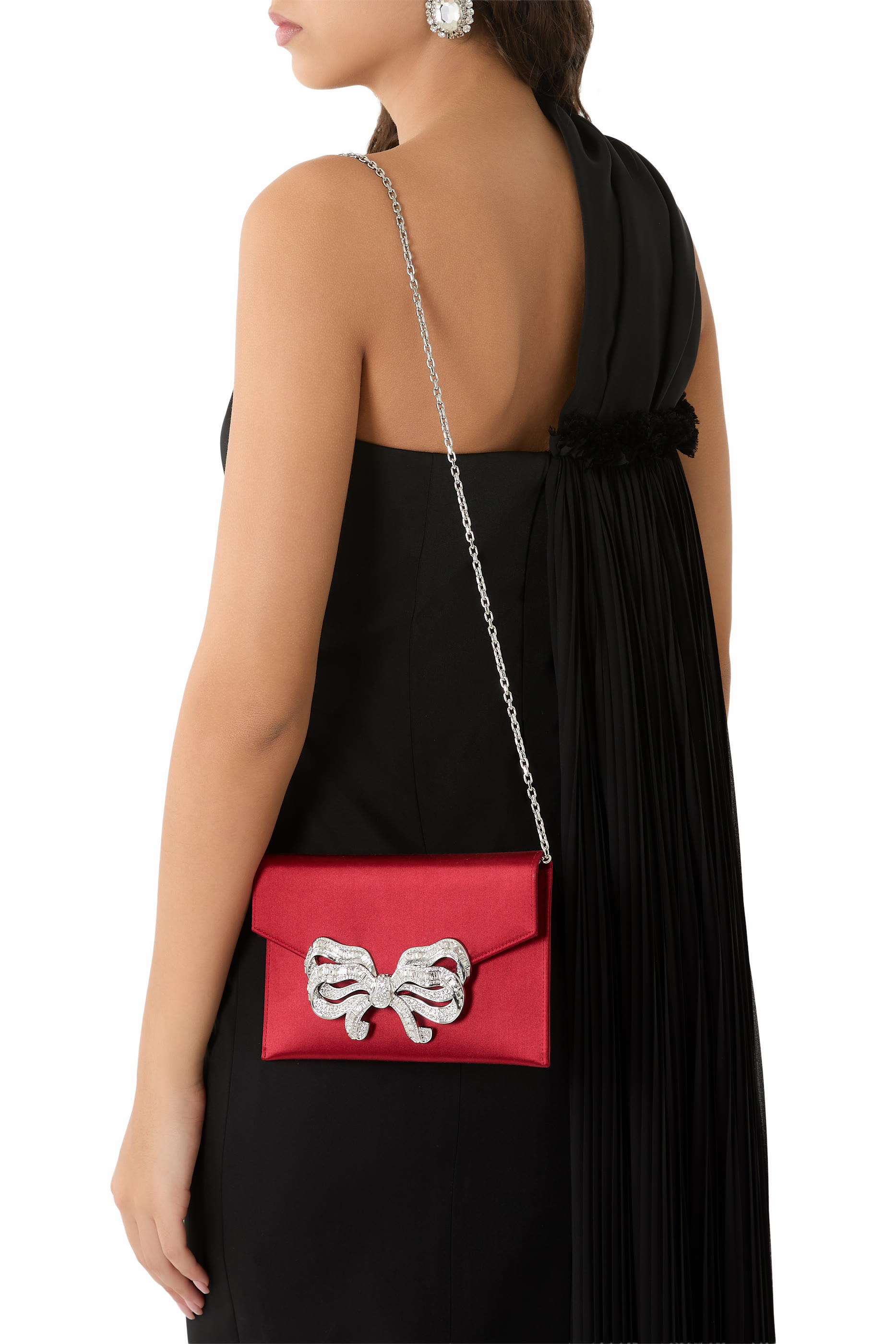 Satin Bow Envelope Clutch