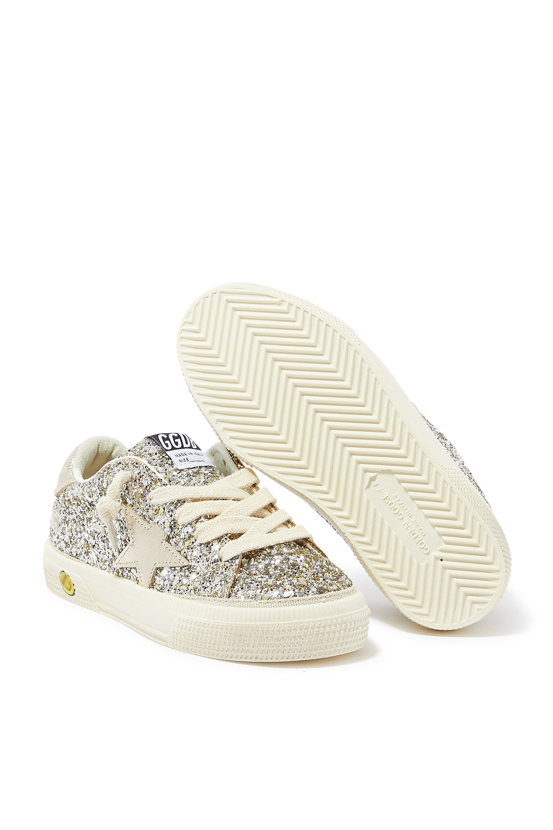 Kids Ay Glitter Upper Laminated Star And Heel Sneakers