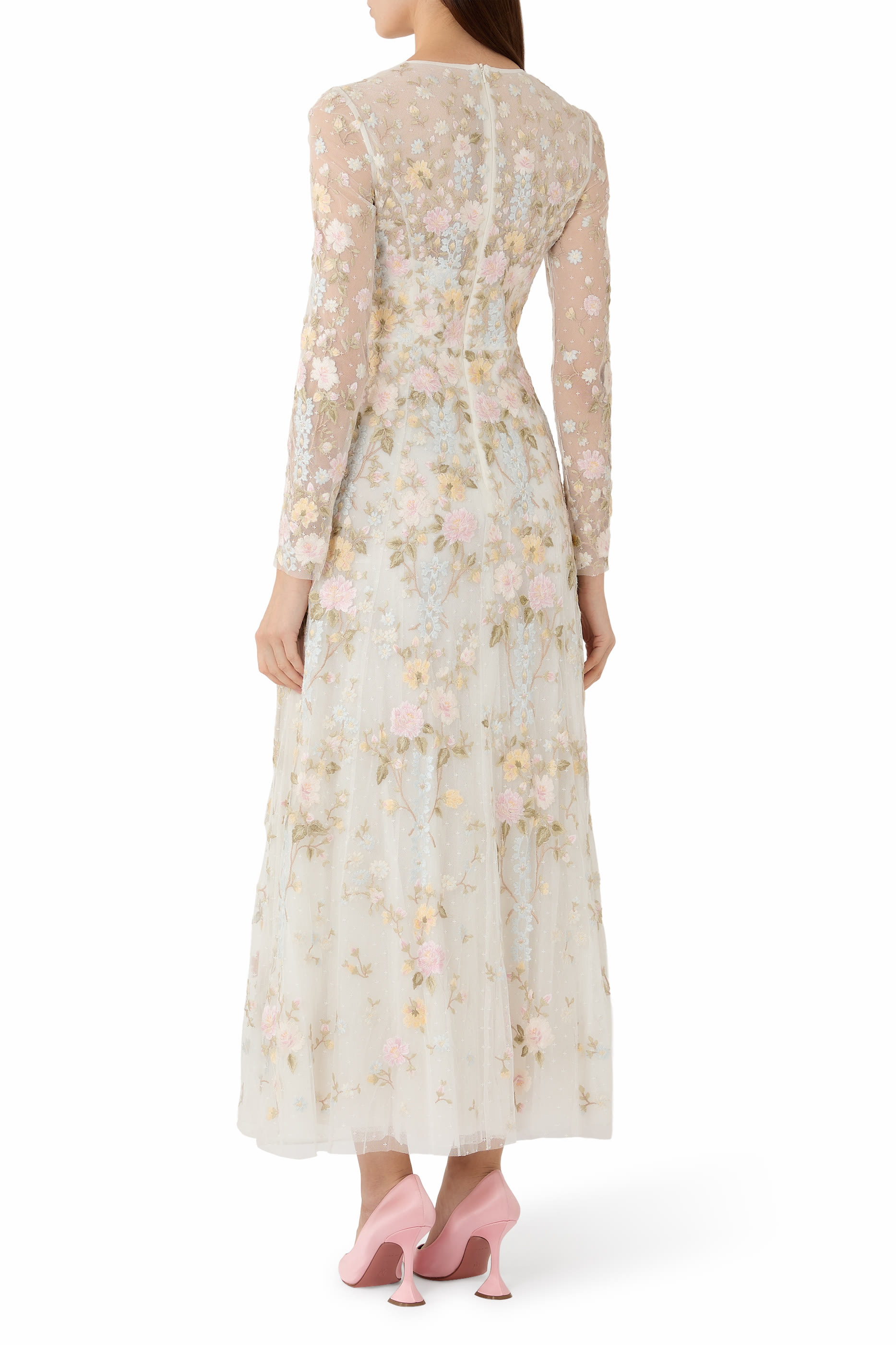 Garden Rose Long Sleeves Ankle Gown