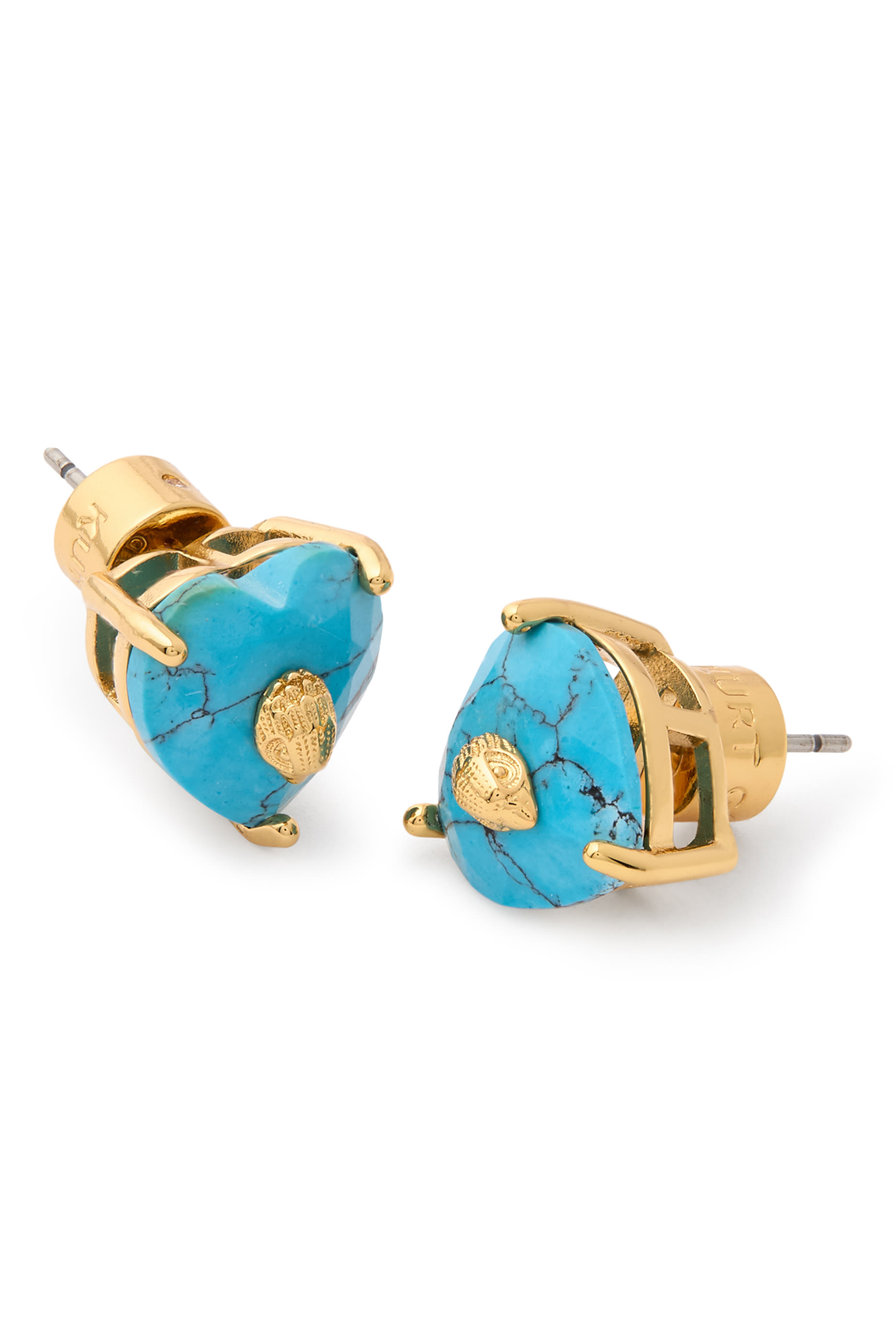 Crystal Heart Stud Earrings, Brass