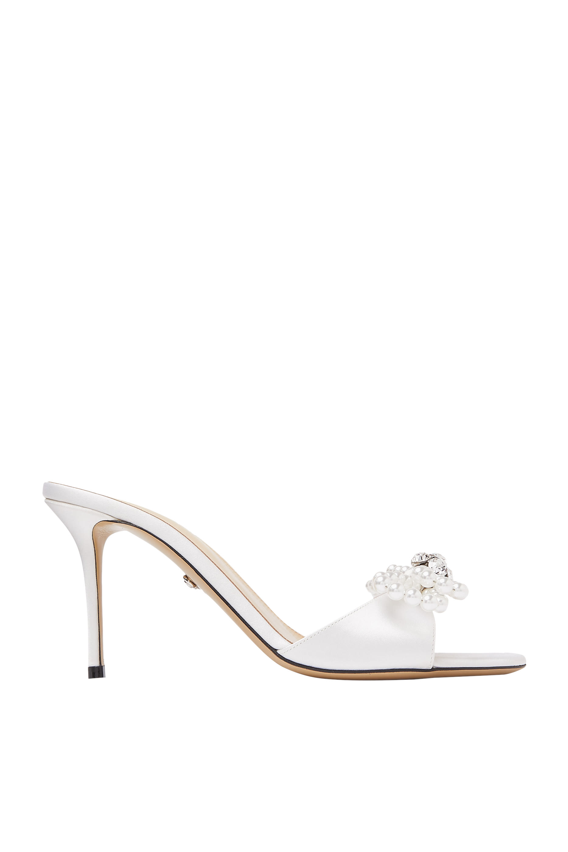 Embellished Double Bow Satin 85 Mules