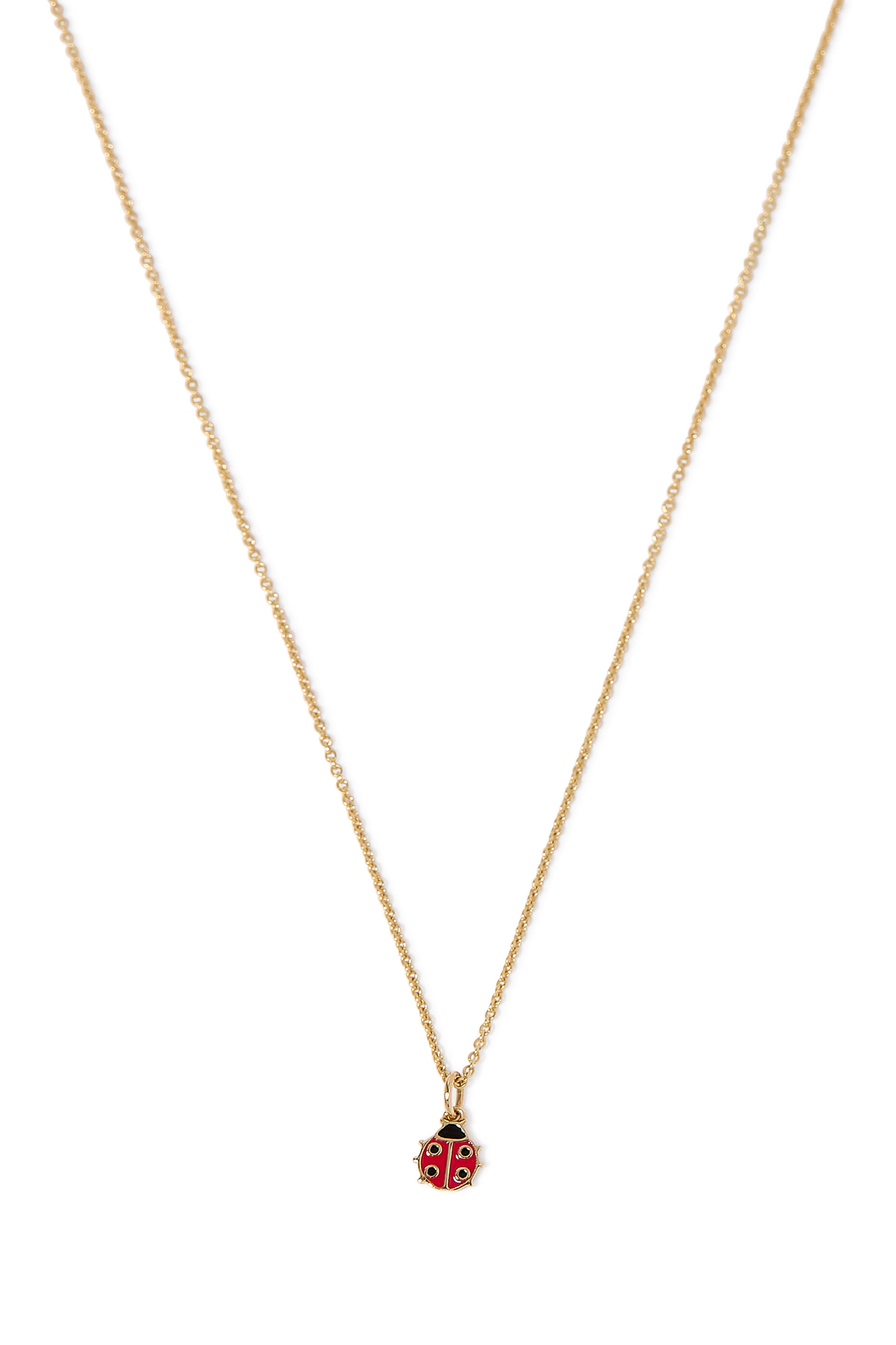 Kids Mini Lady Bug Pendant, 14k Yellow Gold & Enamel