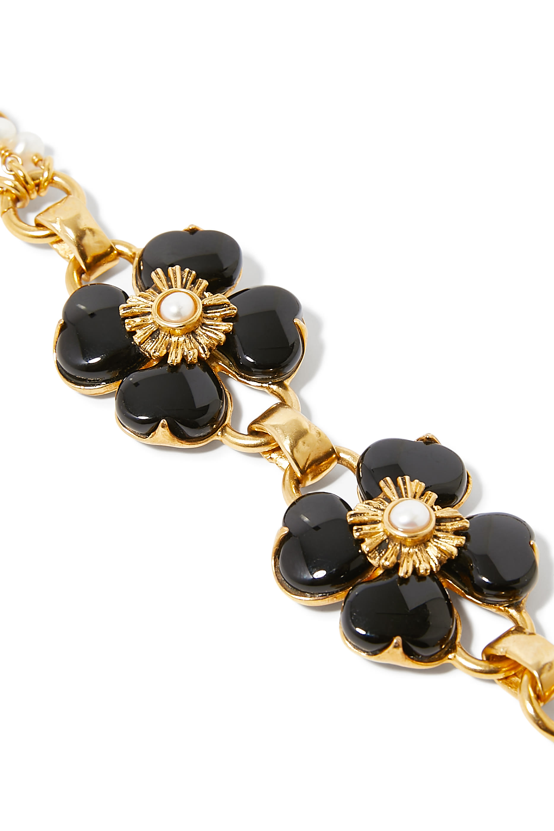 Trefle Long Necklace, 24k Gold-Plated Natural Rock Crystal