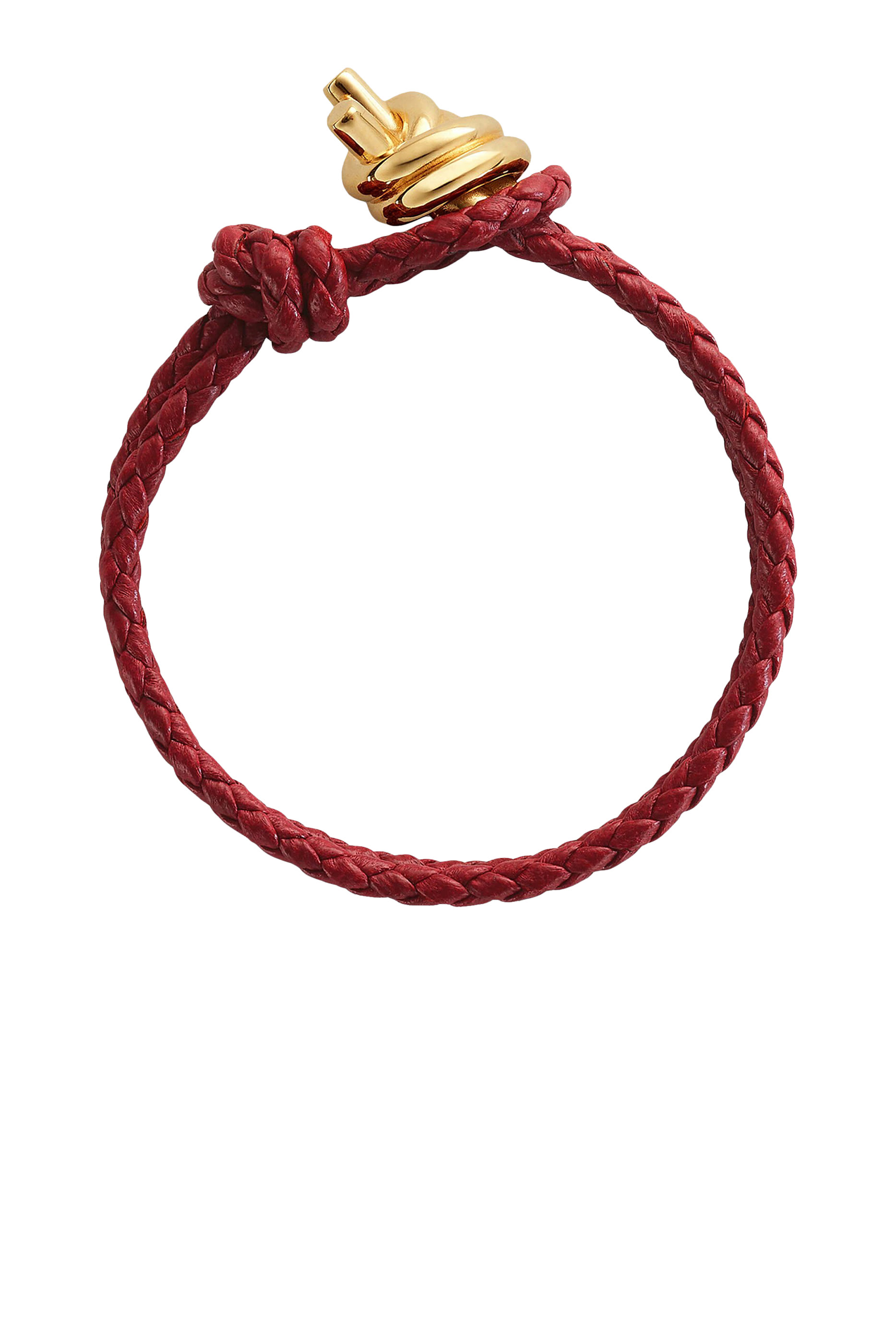 Knot Bracelet, 18k Gold-Finish Sterling Silver & Braided Leather 